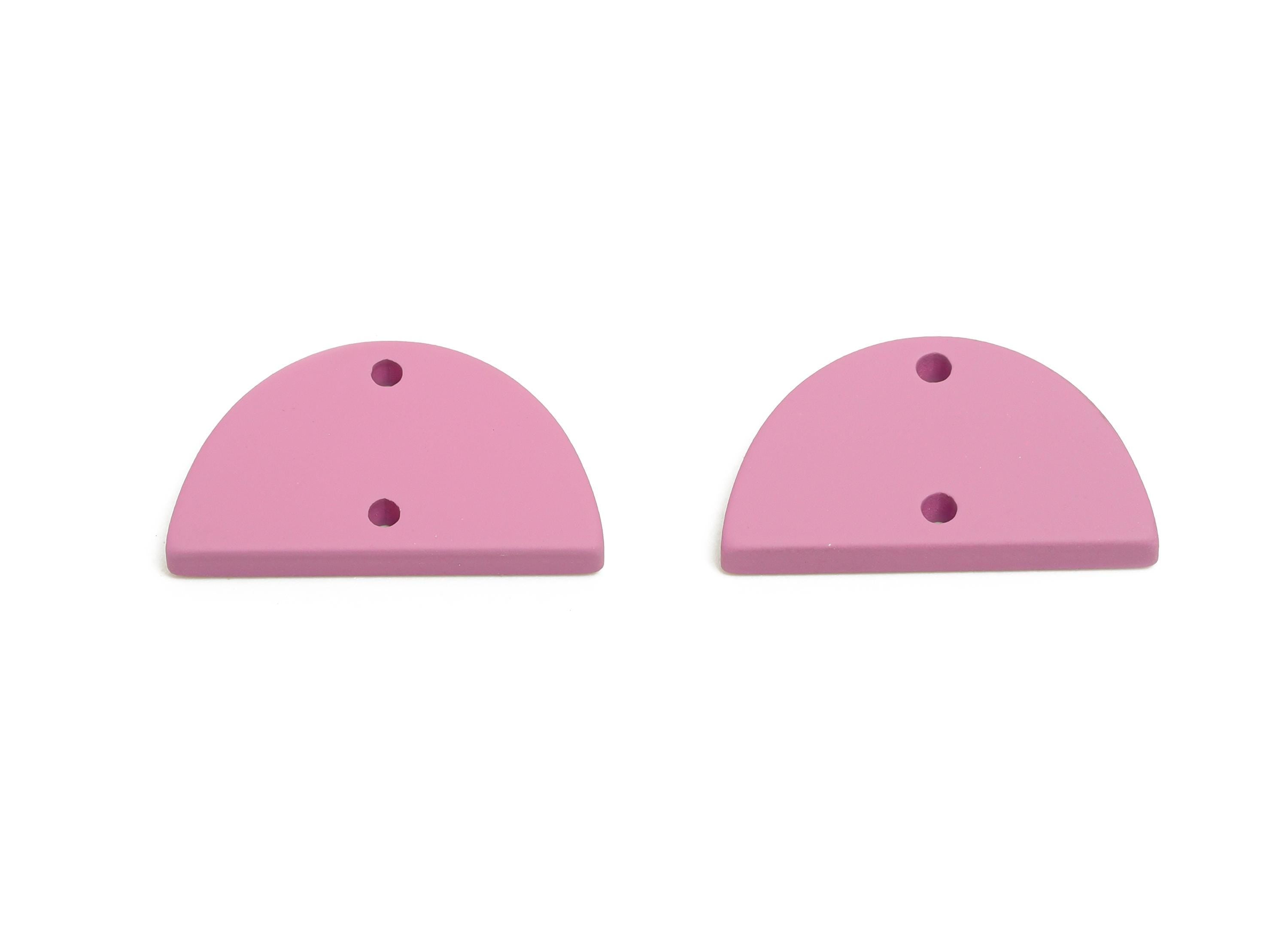 Acrylic Semicircle Earring Connector - Matte Purple Half Moon Charm - Craft Supply for Earring - Color Code: A1060 - 22x12x2mm- AC3647-A1060 - DOMEDBAZAAR