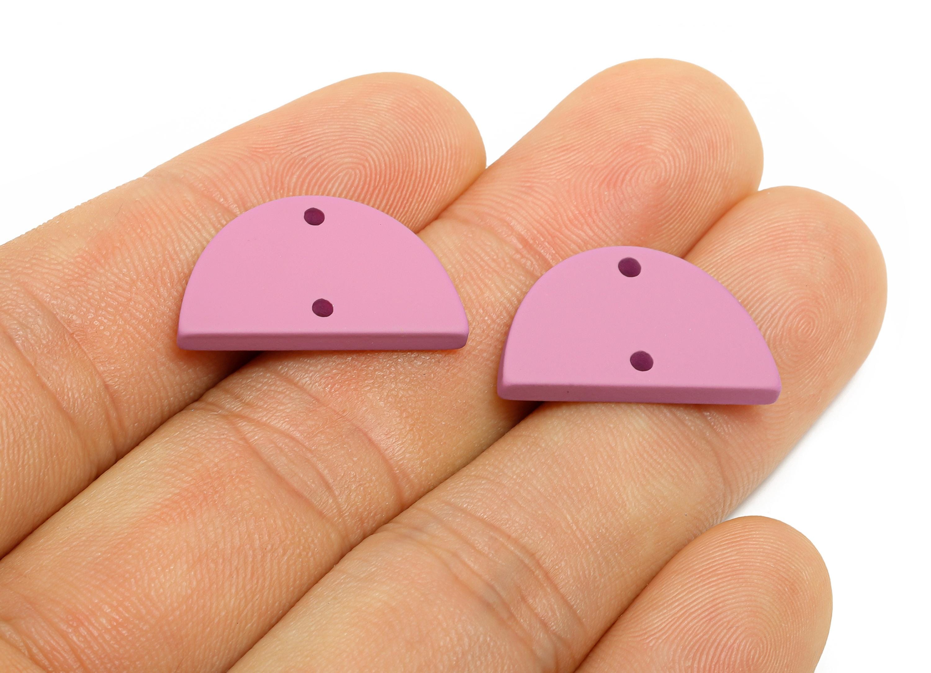 Acrylic Semicircle Earring Connector - Matte Purple Half Moon Charm - Craft Supply for Earring - Color Code: A1060 - 22x12x2mm- AC3647-A1060 - DOMEDBAZAAR