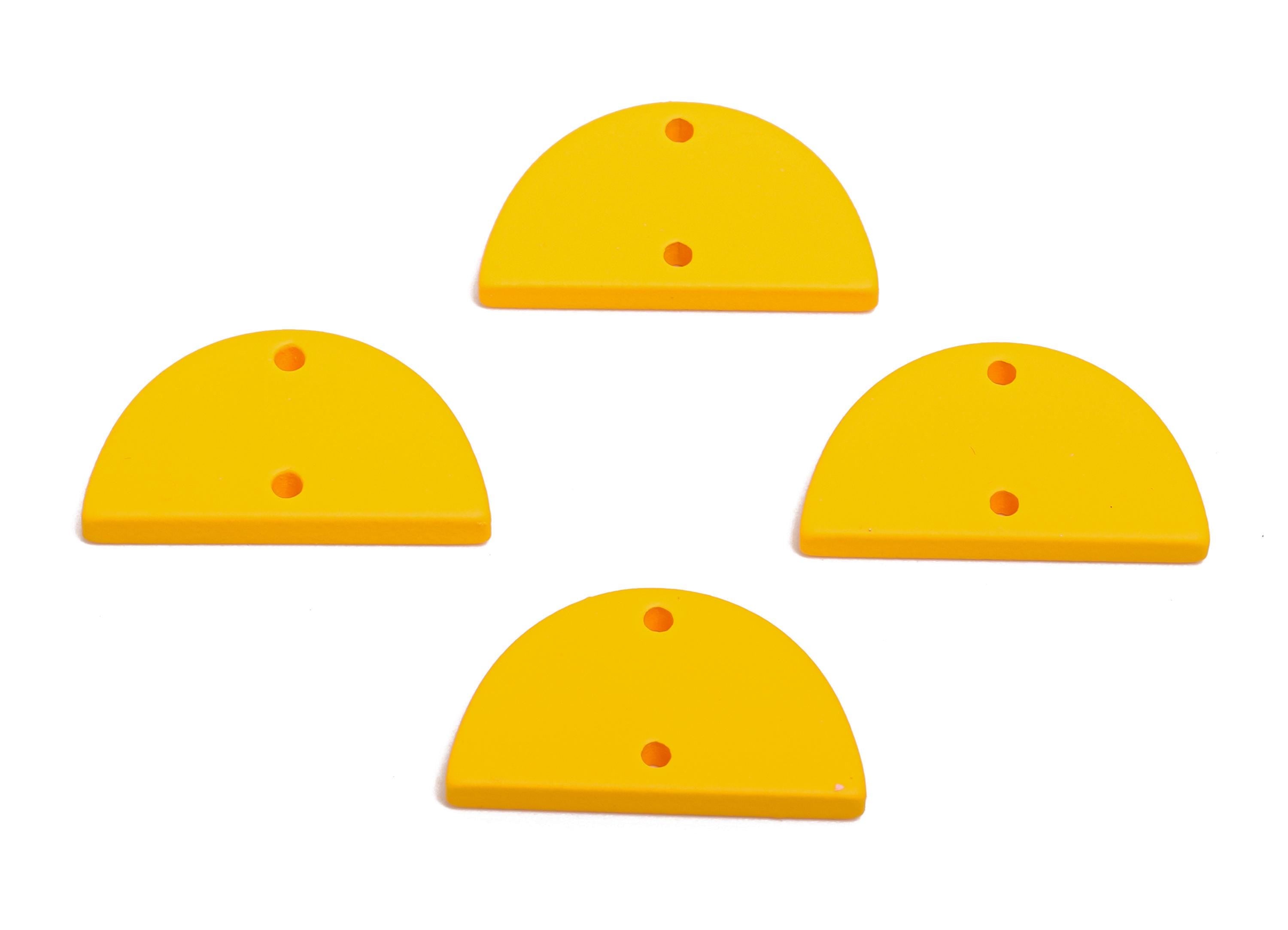 Acrylic Semicircle Earring Connector - Matte Yellow Half Moon Charm - Craft Supply for Earring - Color Code: A1057 - 22x12x2mm- AC3647-A1057 - DOMEDBAZAAR