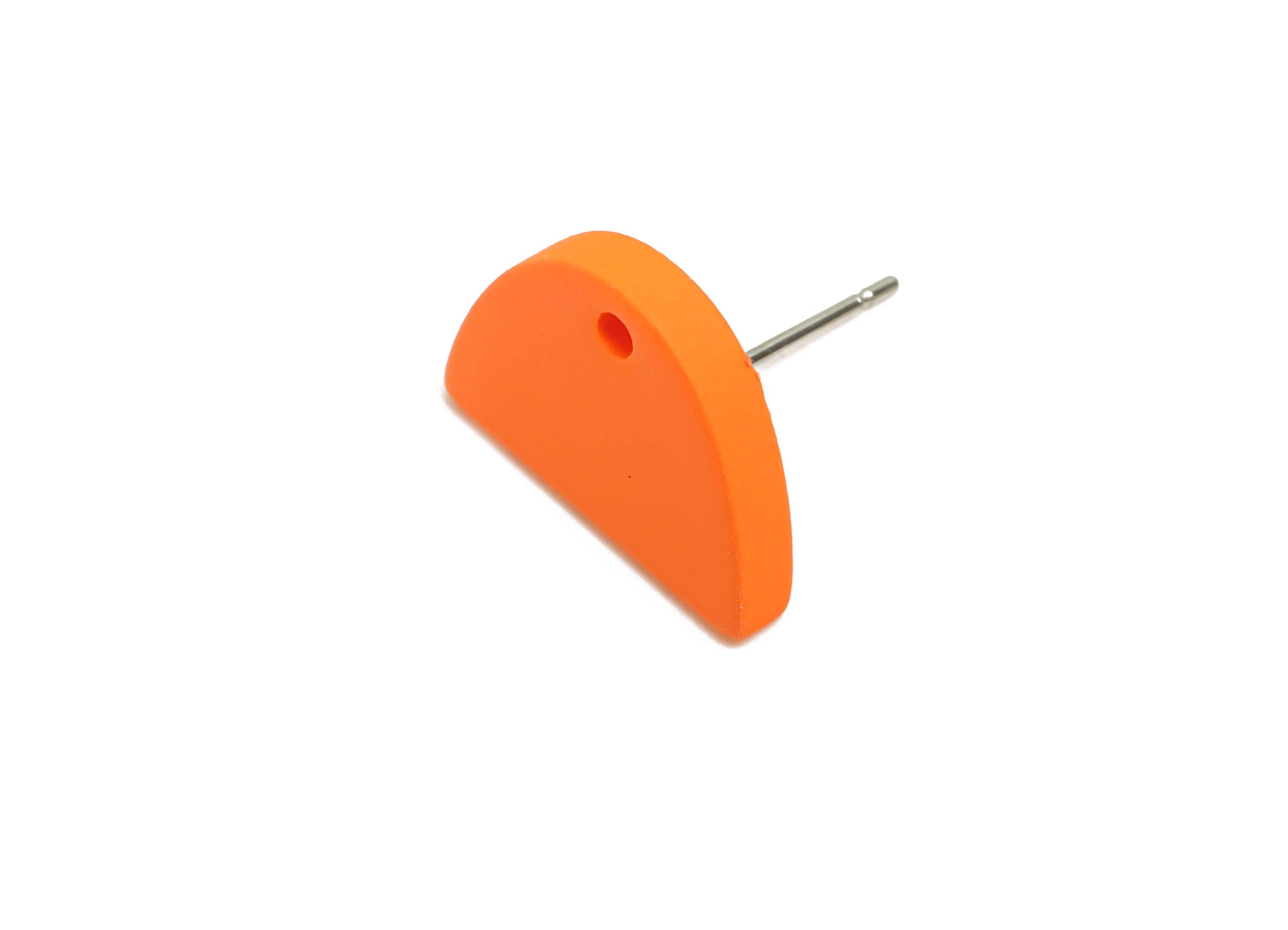 Acrylic Orange Semicircle Studs - Matte Half Round Earring Post - Bold Color DIY Earring Base - Color Code: A1056 - 15x10x2mm - AC3646-A1056 - DOMEDBAZAAR