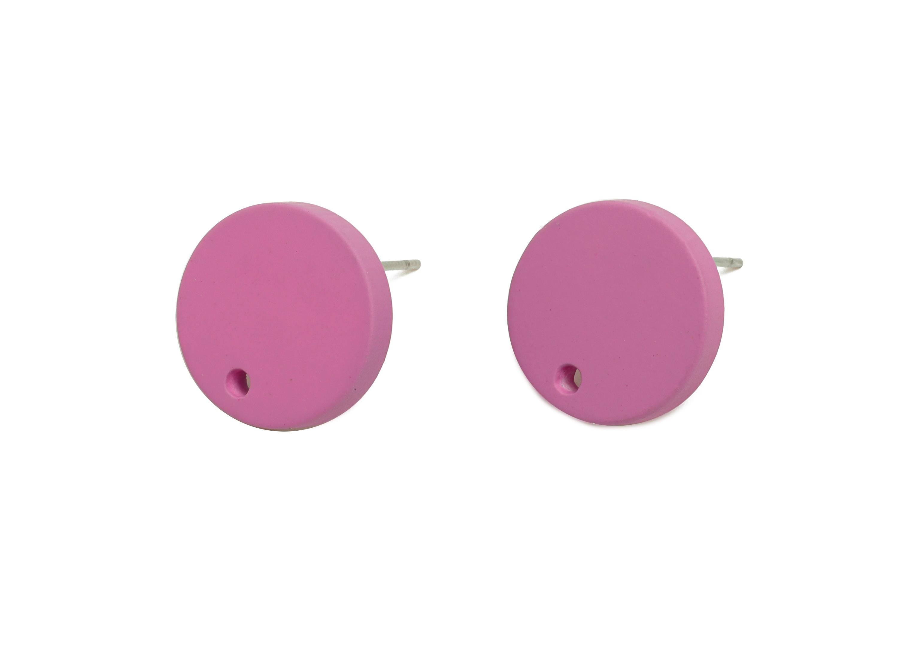 Acrylic Purple Round Earring Stud - Matte Geometry Earring Stud With Hole - Acrylic Earring Base - Color Code: A1060 -14x14x2mm-AC3644-A1060 - DOMEDBAZAAR