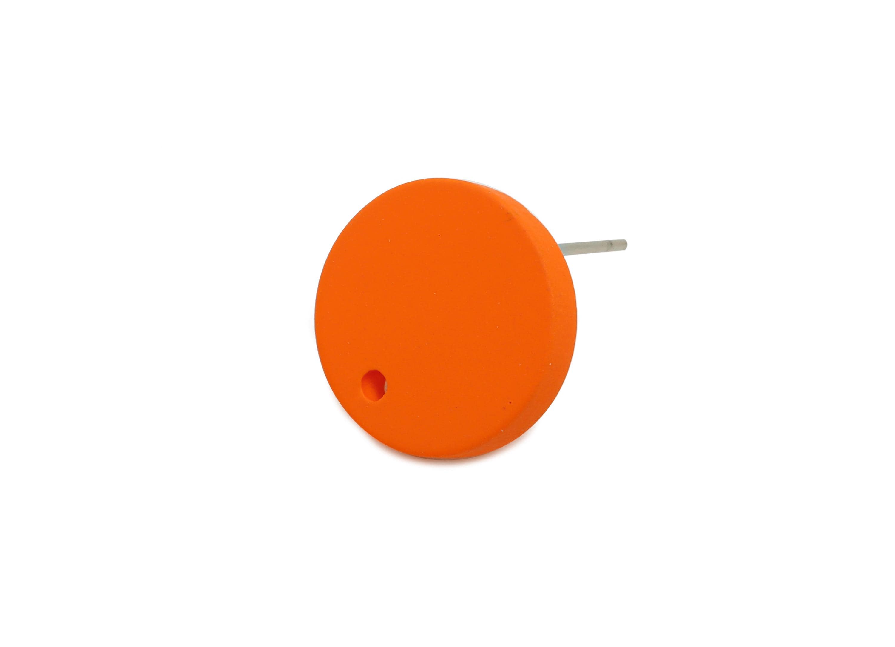Acrylic Orange Round Earring Stud - Matte Geometry Earring Stud With Hole - Acrylic Earring Base - Color Code: A1056 -14x14x2mm-AC3644-A1056 - DOMEDBAZAAR