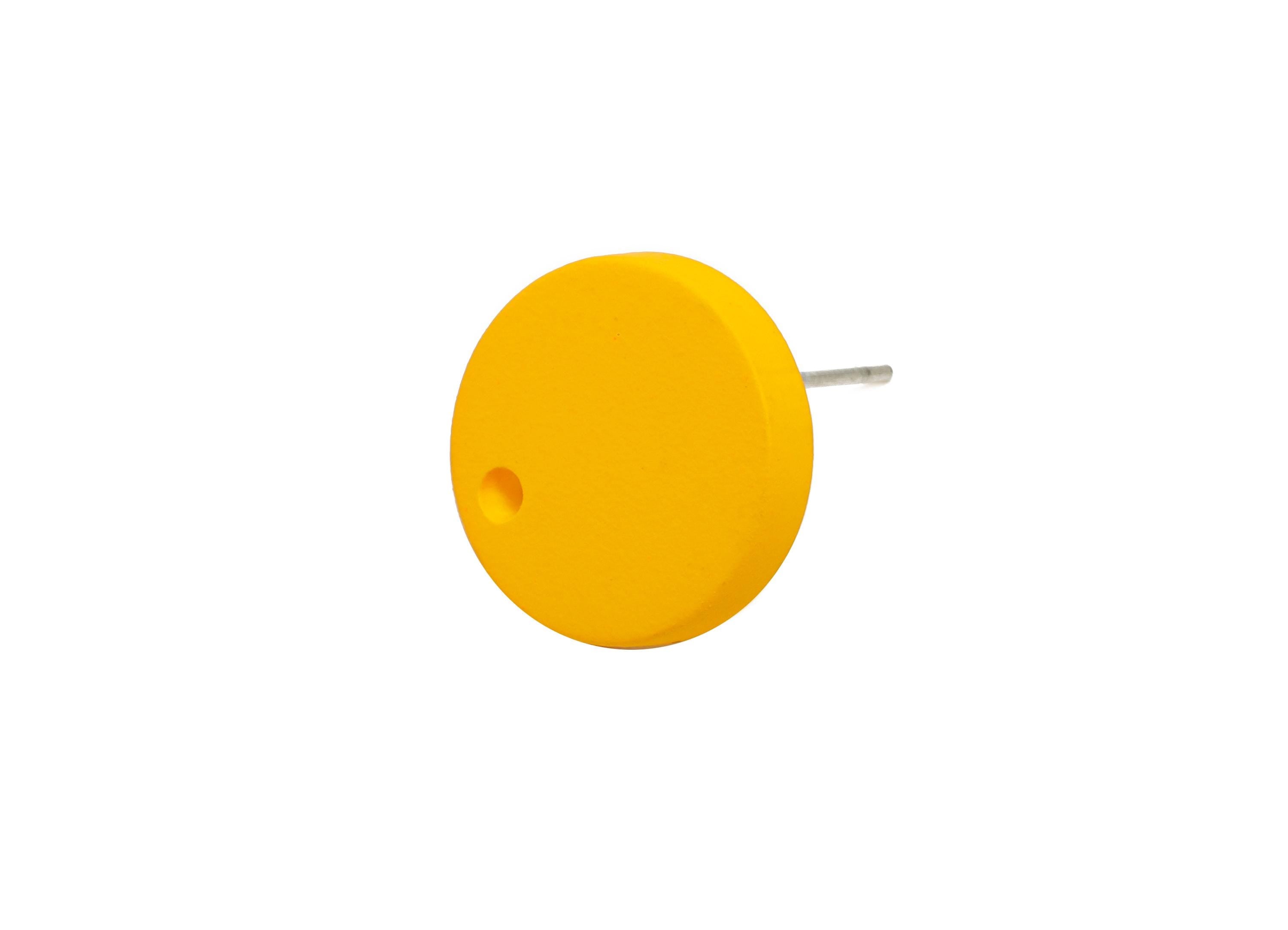 Acrylic Yellow Round Earring Stud - Matte Geometry Earring Stud With Hole - Acrylic Earring Base - Color Code: A1057 -14x14x2mm-AC3644-A1057 - DOMEDBAZAAR