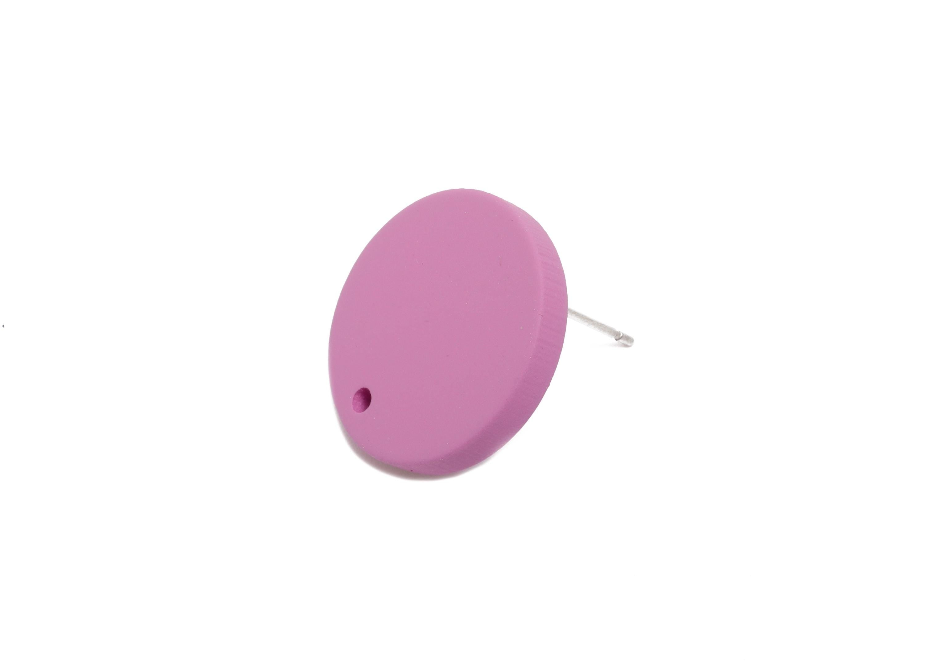 Acrylic Purple Round Earring Stud - Matte Geometry Earring Stud with Hole - DIY Earring Base - Color Code: A1060 - 17x17x3mm - AC3643-A1060 - DOMEDBAZAAR
