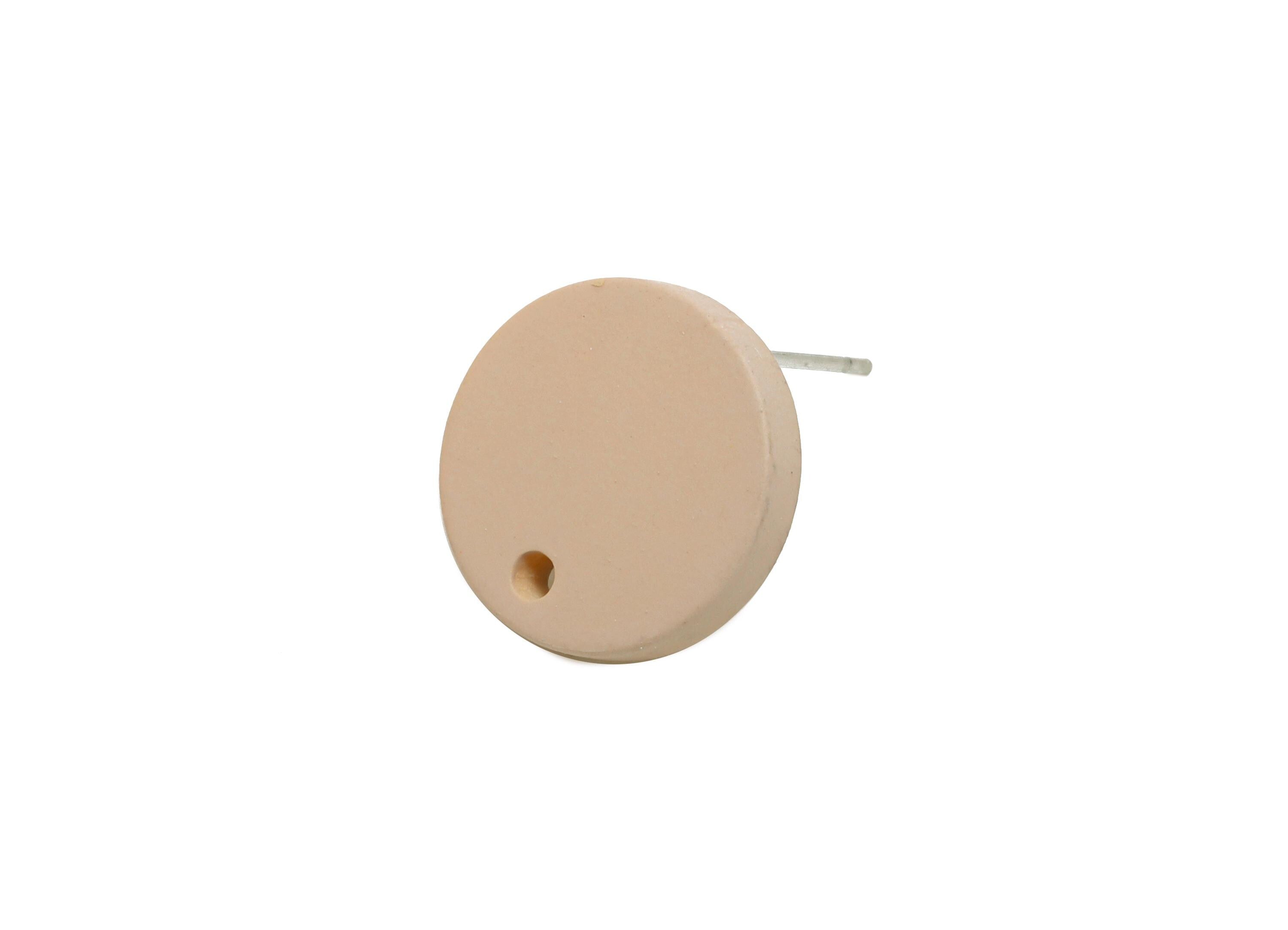 Acrylic Beige Round Earring Stud - Matte Geometry Earring Stud With Hole - Acrylic Earring Base - Color Code: A1062 -14x14x2mm -AC3644-A1062 - DOMEDBAZAAR