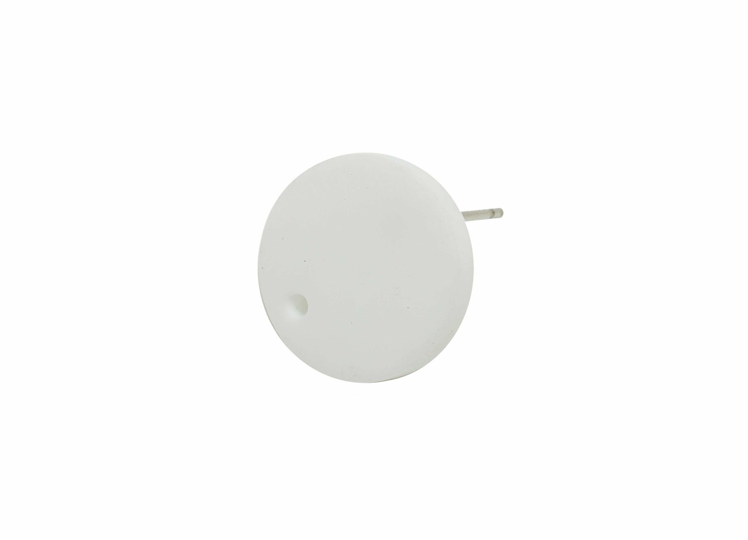 Acrylic White Round Earring Stud - Matte Geometry Earring Stud With Hole - Acrylic Earring Base - Color Code: A1053 -14x14x2mm -AC3644-A1053 - DOMEDBAZAAR
