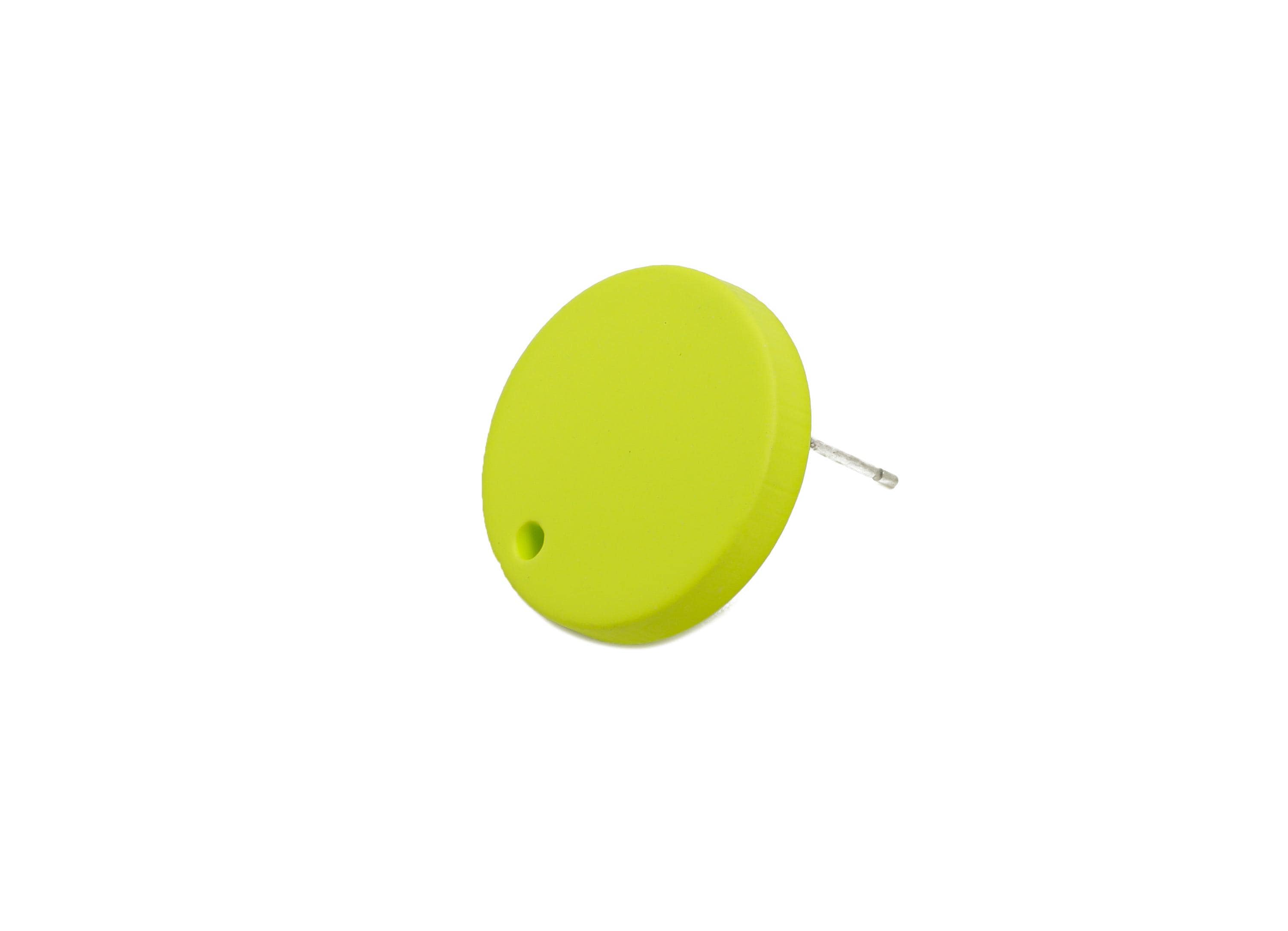Acrylic Green Round Earring Stud - Matte Geometry Earring Stud with Hole - DIY Earring Base - Color Code: A1058 - 17x17x3mm - AC3643-A1058 - DOMEDBAZAAR