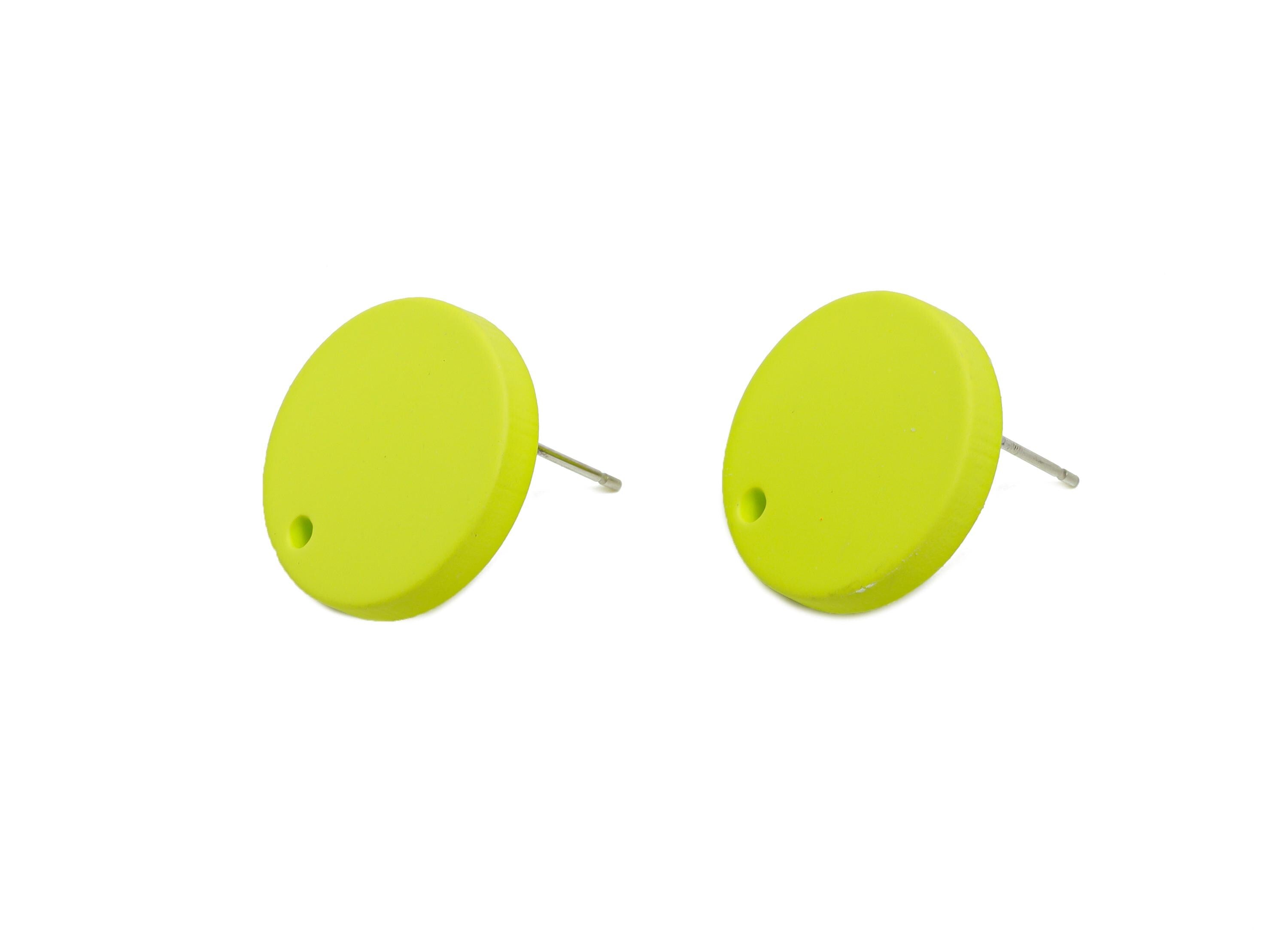 Acrylic Green Round Earring Stud - Matte Geometry Earring Stud with Hole - DIY Earring Base - Color Code: A1058 - 17x17x3mm - AC3643-A1058 - DOMEDBAZAAR