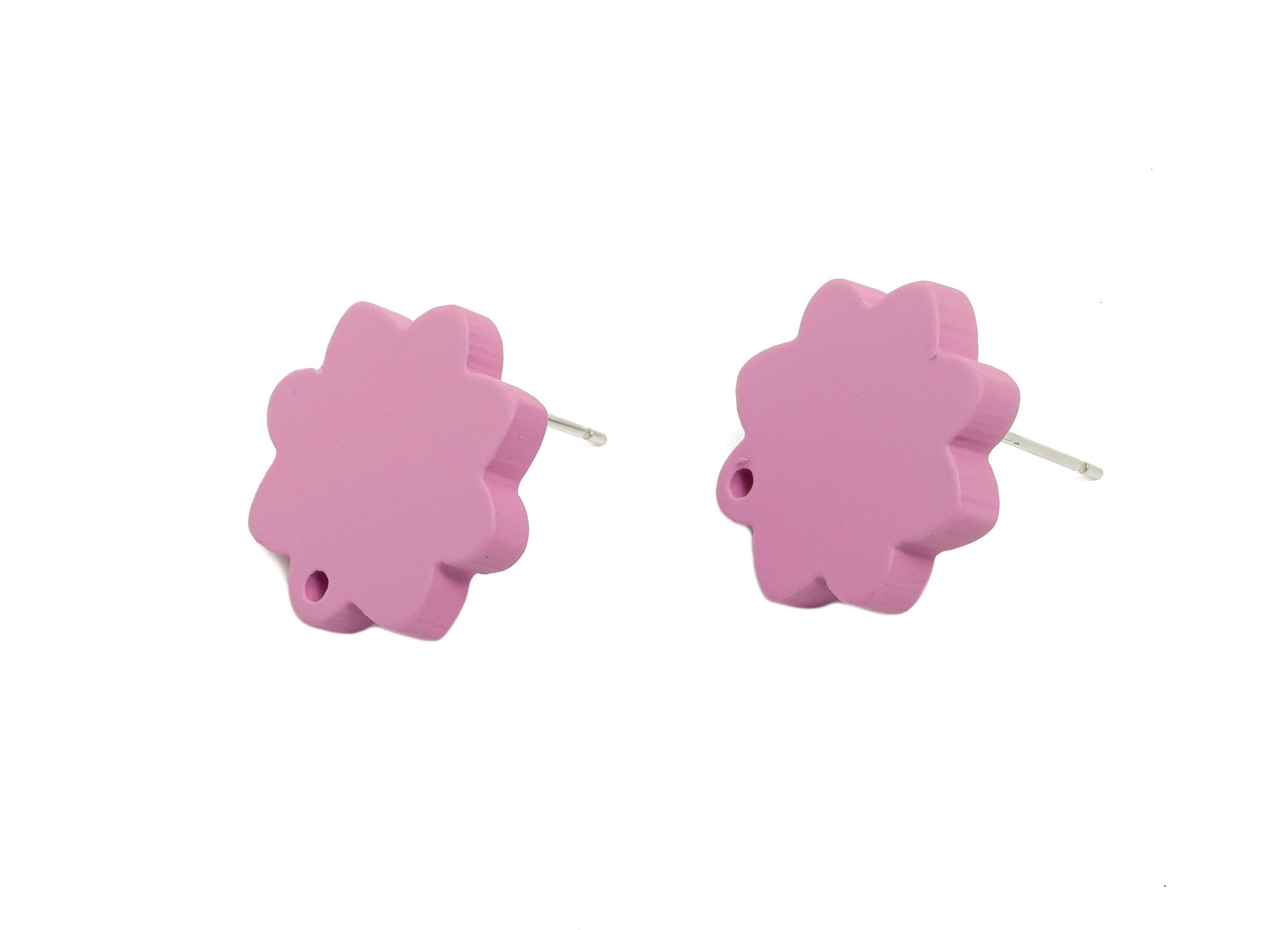 Acrylic Purple Flower Earring Stud - Minimalist Matte Earring Stud With Hole - DIY Earring Base - Color Code: A1060 -14x14x2mm -AC3641-A1060 - DOMEDBAZAAR