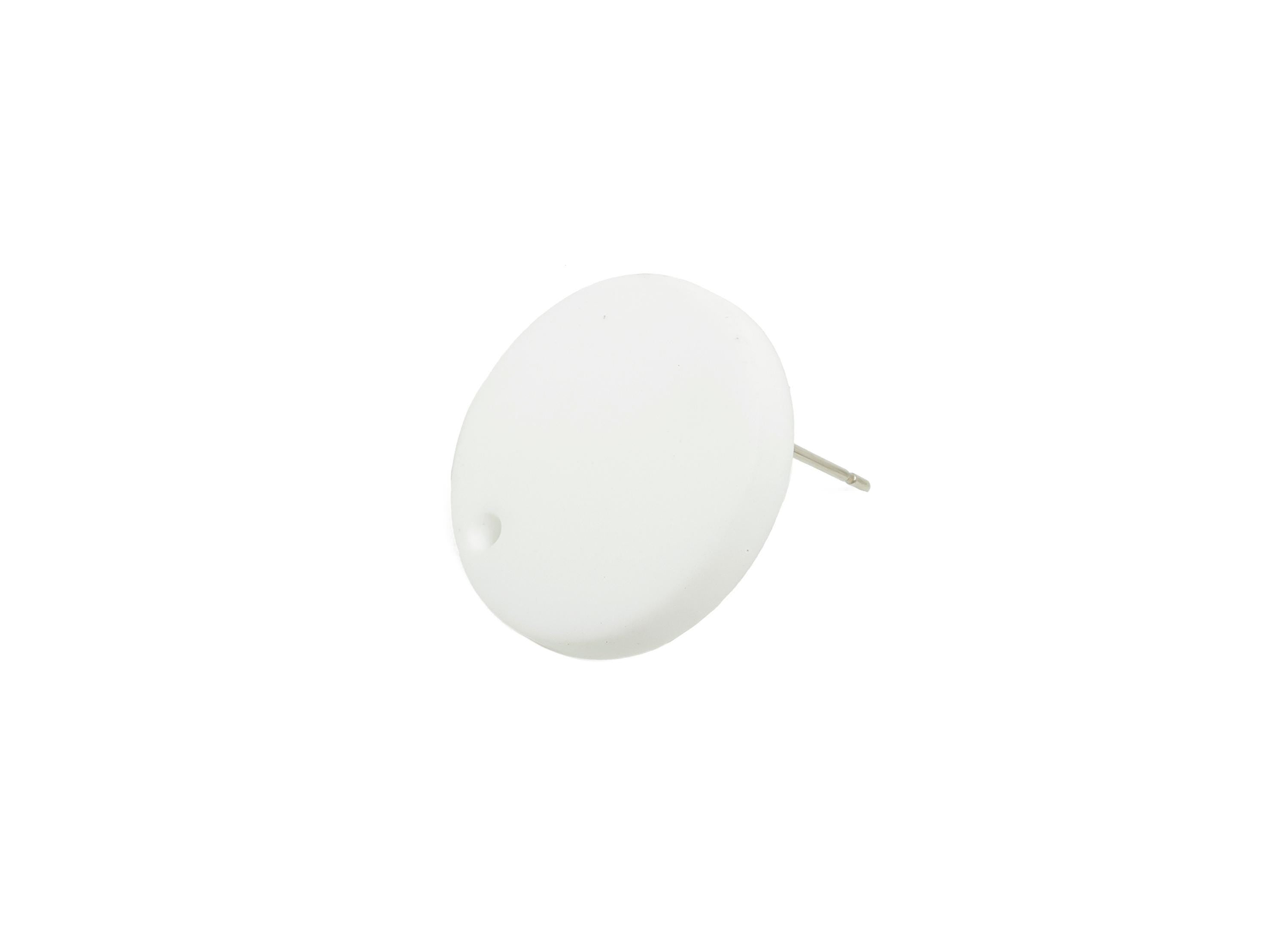 Acrylic Round Earring Studs - White Matte Earring Stud with Hole - DIY Earrings Base - Color Code: A1053 - 19.8x19.8x2.9mm - AC3642-A1053 - DOMEDBAZAAR