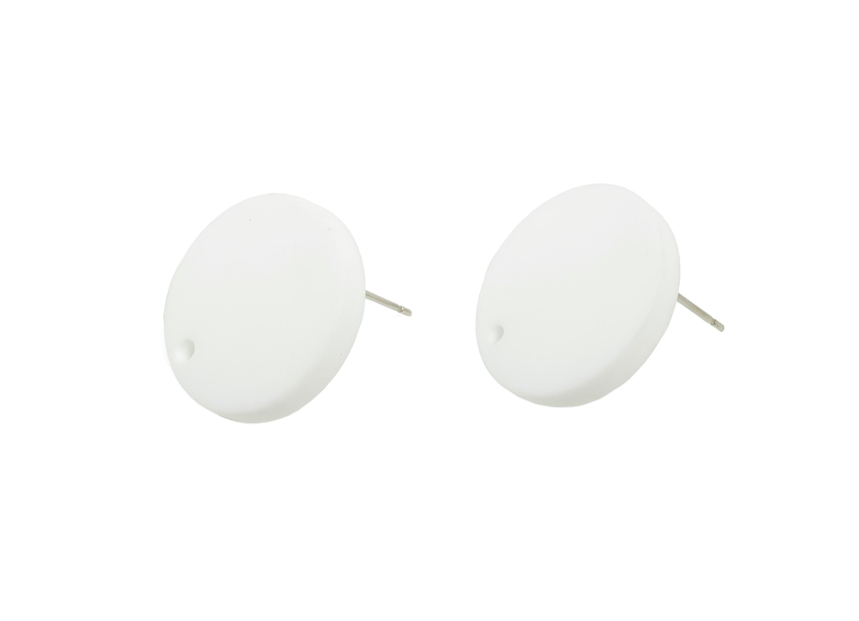Acrylic Round Earring Studs - White Matte Earring Stud with Hole - DIY Earrings Base - Color Code: A1053 - 19.8x19.8x2.9mm - AC3642-A1053 - DOMEDBAZAAR