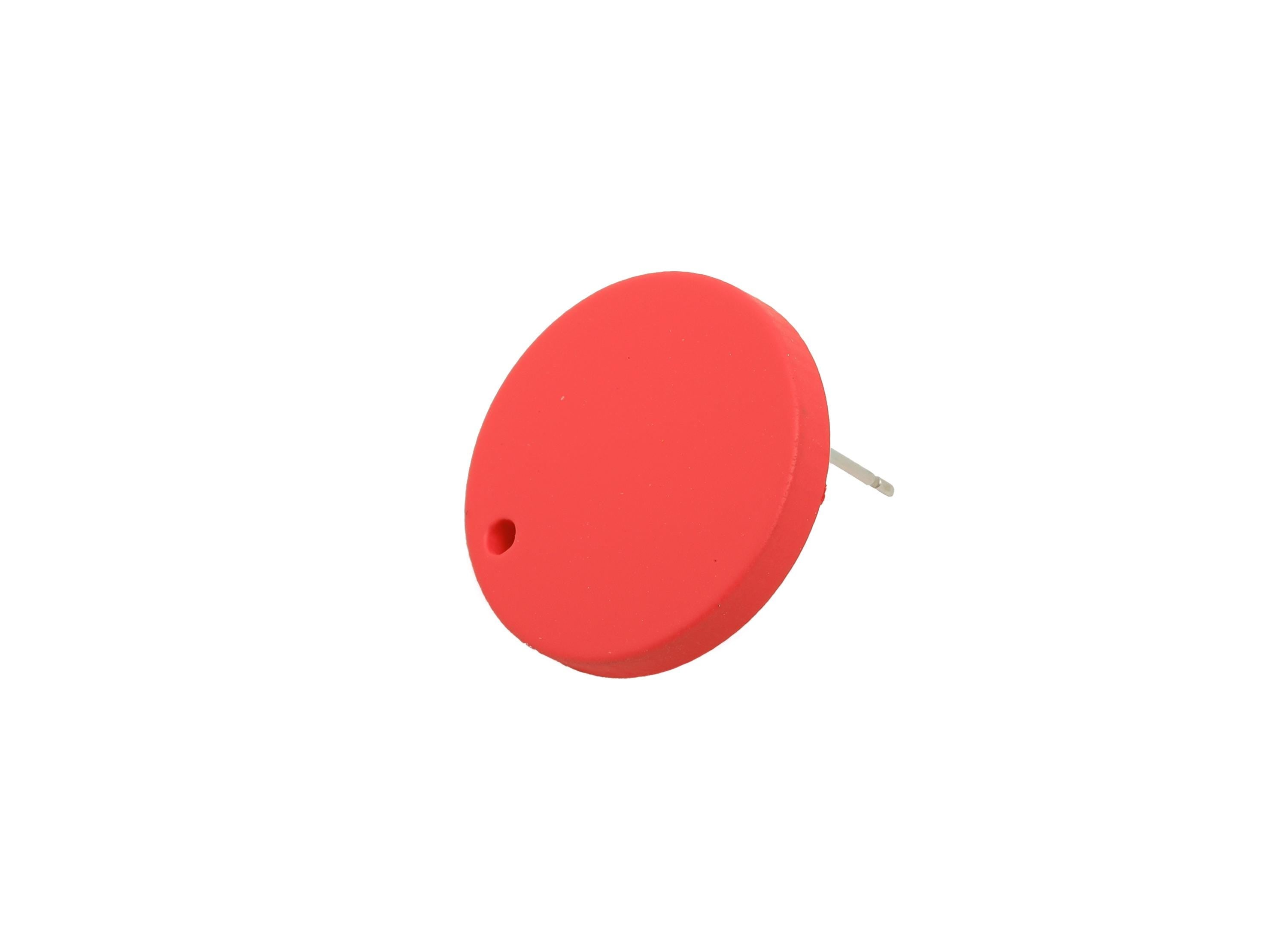 Acrylic Red Round Earring Stud - Simple Matte DIY Earring Base - Flat Disc Geometric Stud -Color Code: A1055 - 19.8x19.8x2.9mm- AC3642-A1055 - DOMEDBAZAAR