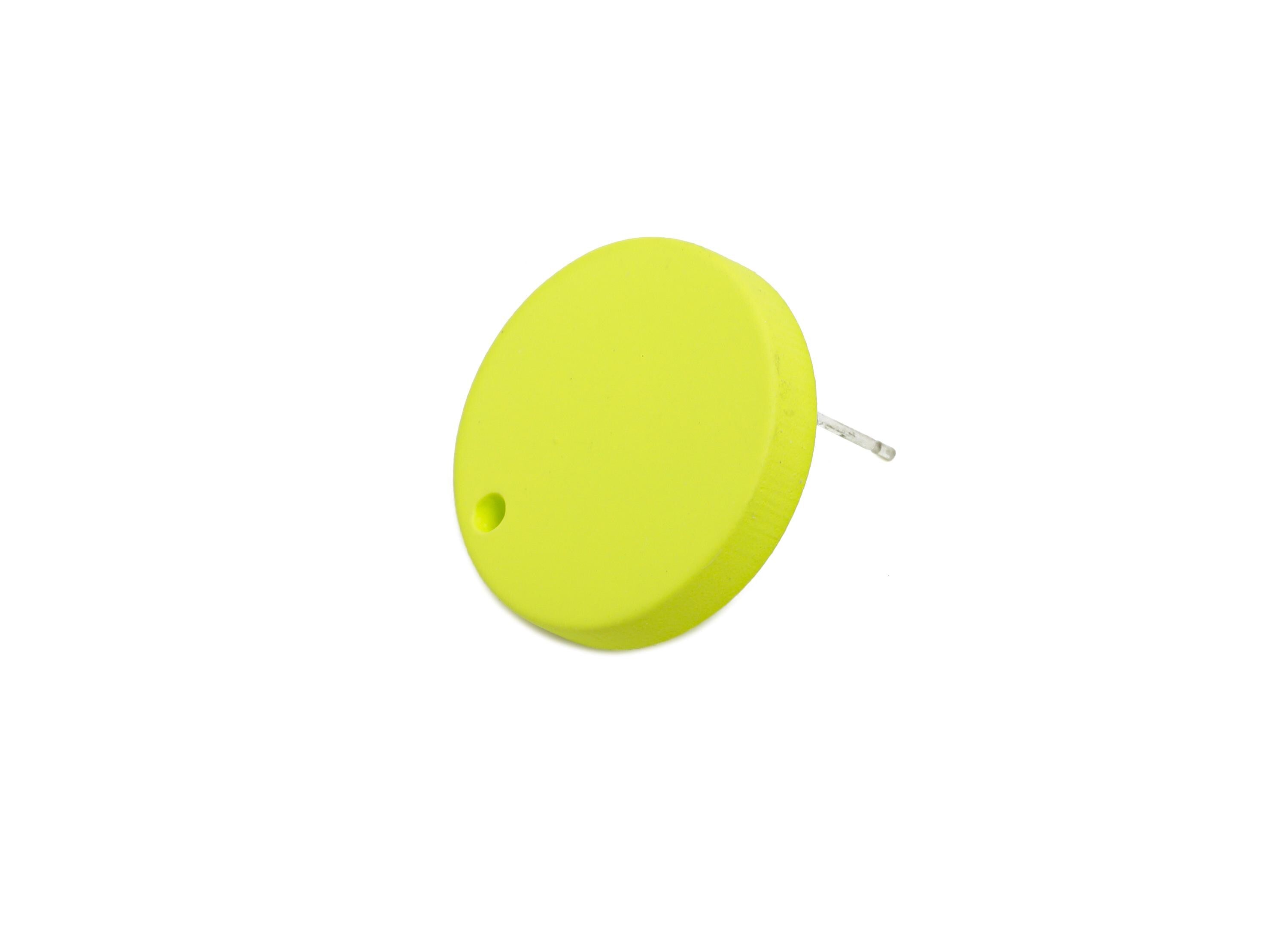 Acrylic Green Round Earring Stud - Simple Matte Earring Stud - Bold Color DIY Earring Base - Color Code: A1058 -19.8x19.8x2.9mm-AC3642-A1058 - DOMEDBAZAAR