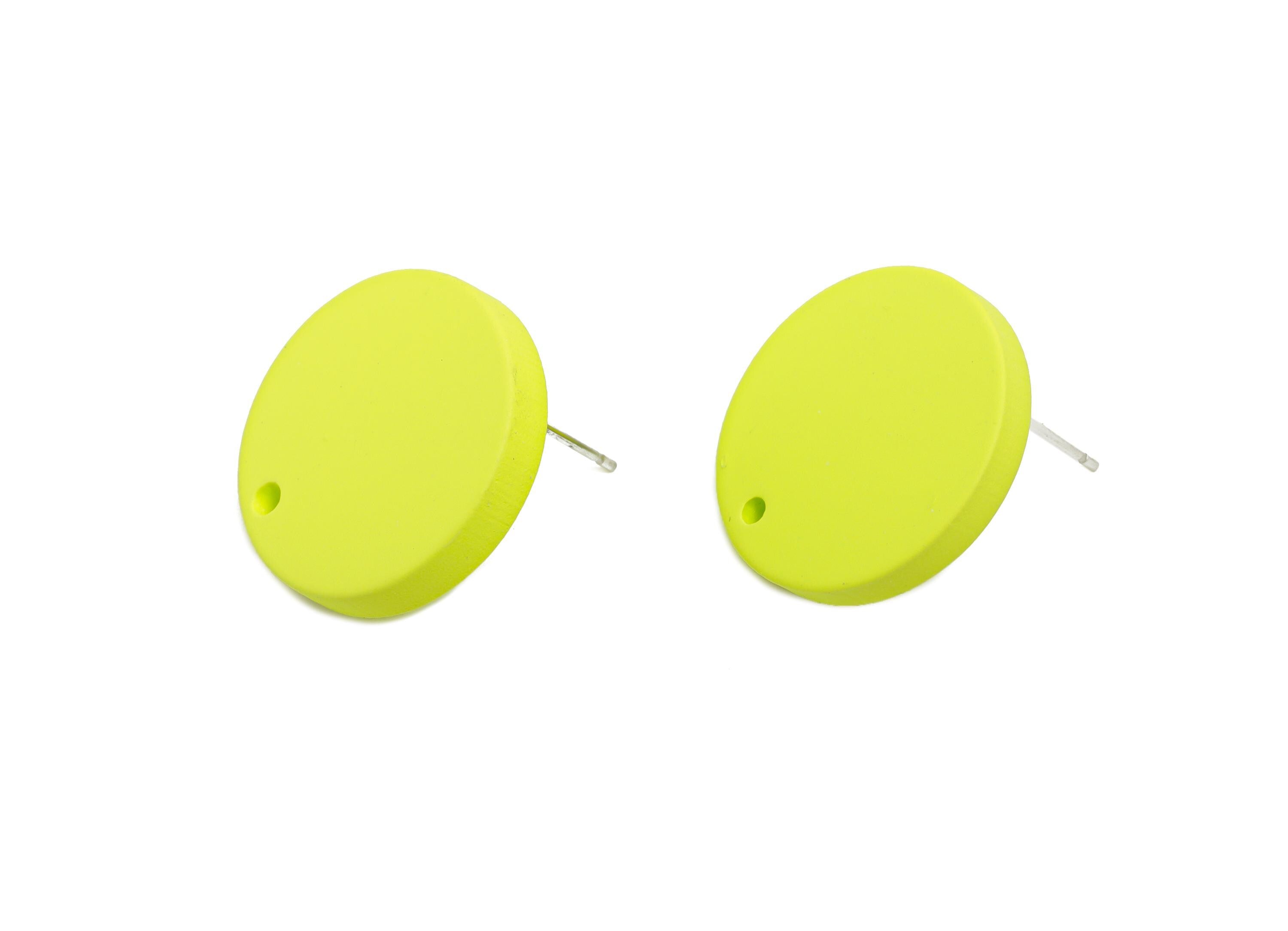 Acrylic Green Round Earring Stud - Simple Matte Earring Stud - Bold Color DIY Earring Base - Color Code: A1058 -19.8x19.8x2.9mm-AC3642-A1058 - DOMEDBAZAAR