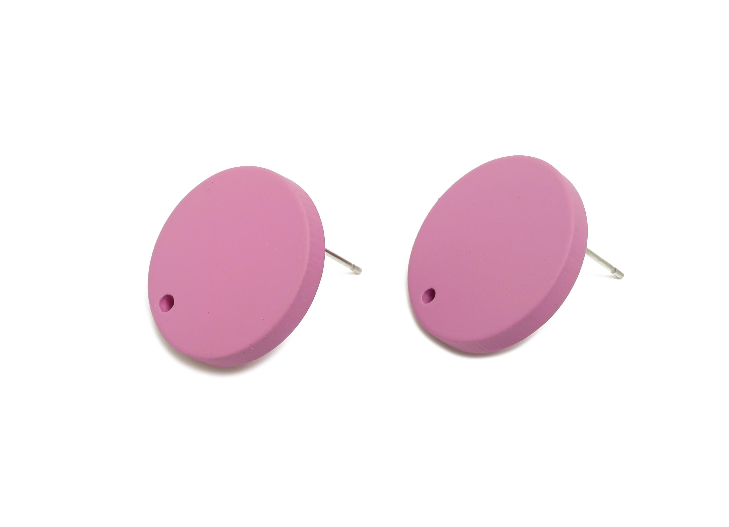 Acrylic Purple Round Earring Stud - Simple Matte DIY Earring Base - Flat Disc Geometry Stud -Color Code: A1060 -19.8x19.8x2.9mm-AC3642-A1060 - DOMEDBAZAAR