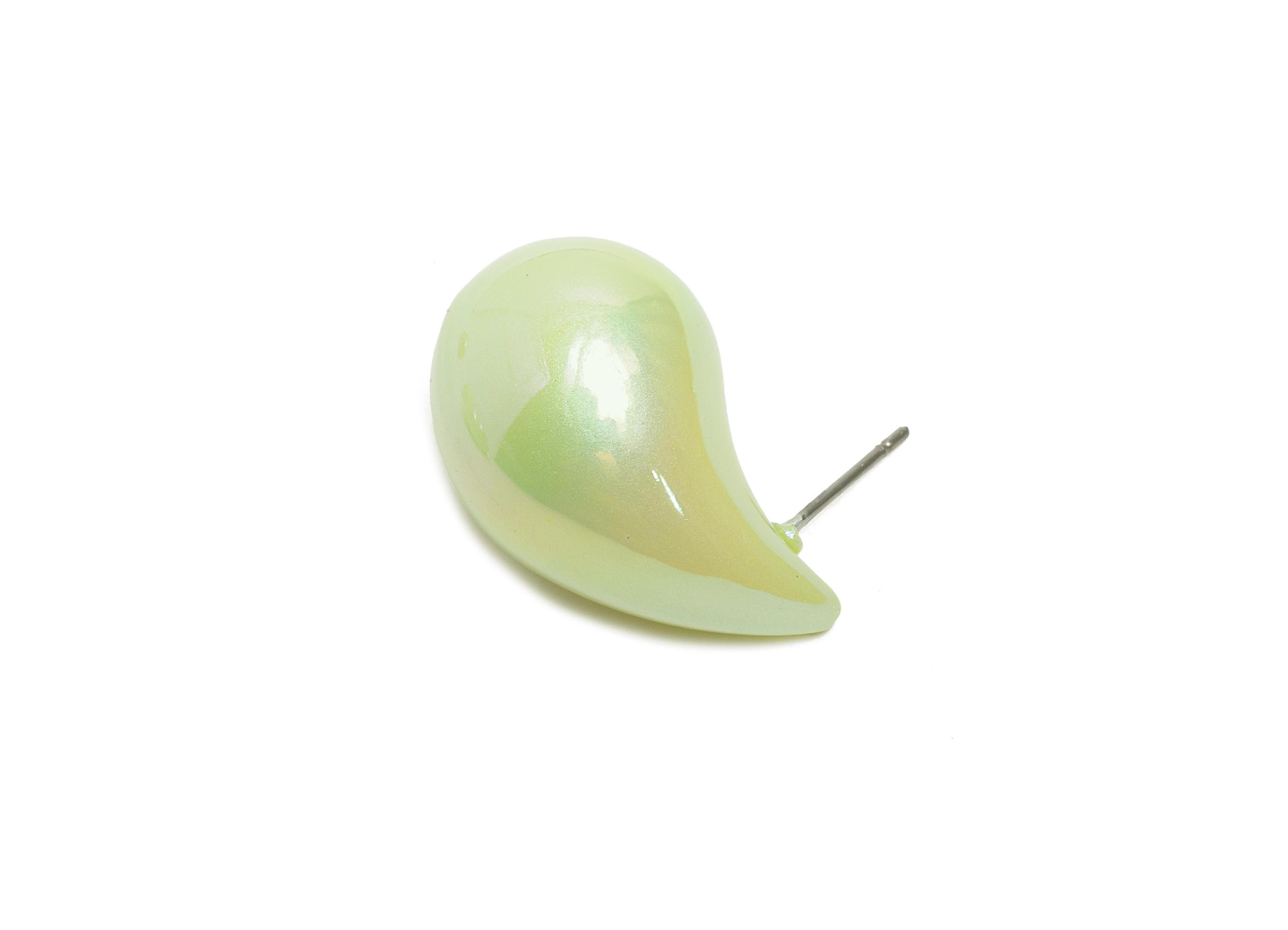 Acrylic Drop Green Earring Stud - Minimalist Abstract Acrylic Earring - Modern Earring Stud - Asymmetric Acrylic Earring -34x14x14mm-AC3639C - DOMEDBAZAAR