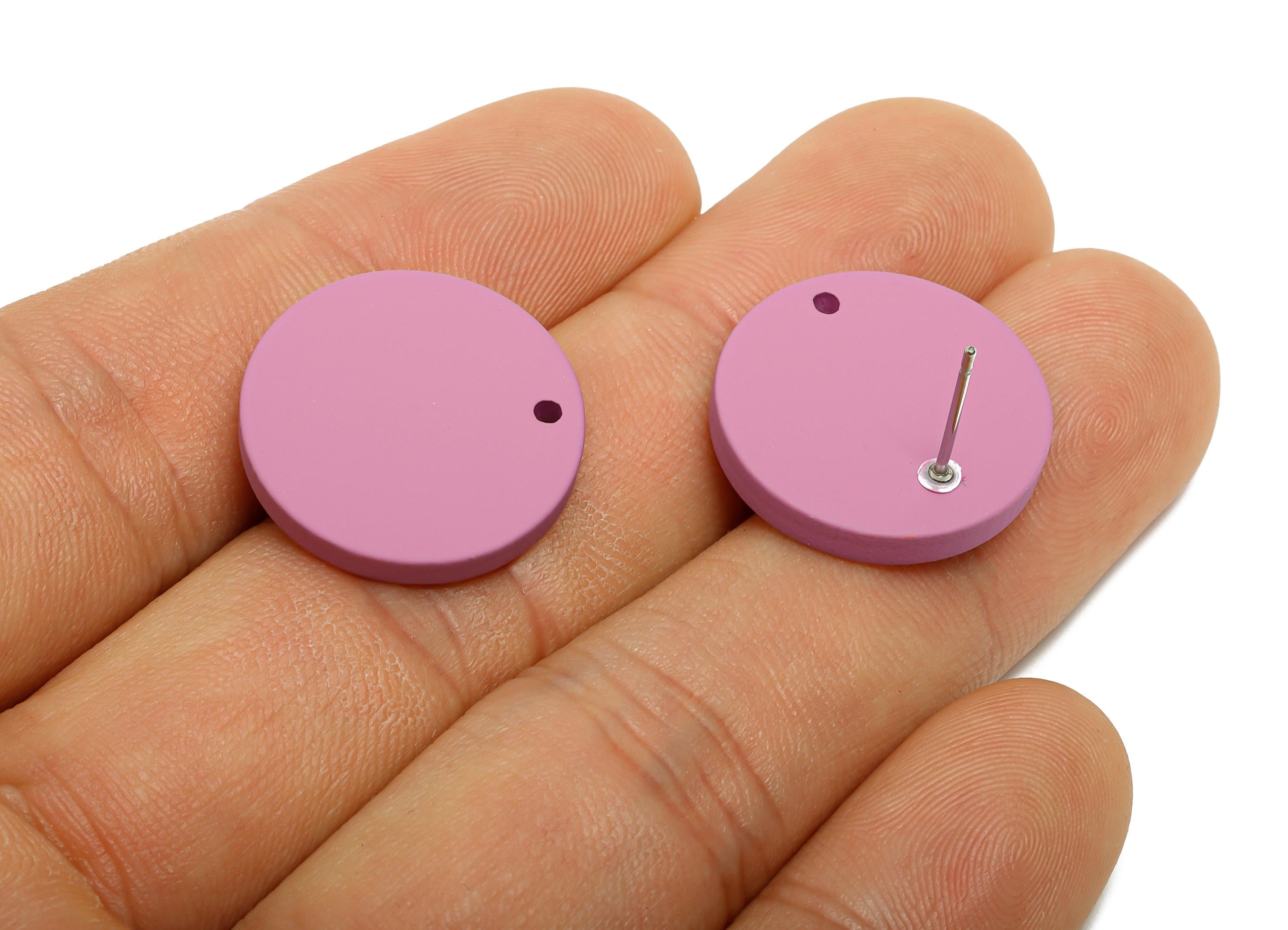 Acrylic Purple Round Earring Stud - Simple Matte DIY Earring Base - Flat Disc Geometry Stud -Color Code: A1060 -19.8x19.8x2.9mm-AC3642-A1060 - DOMEDBAZAAR