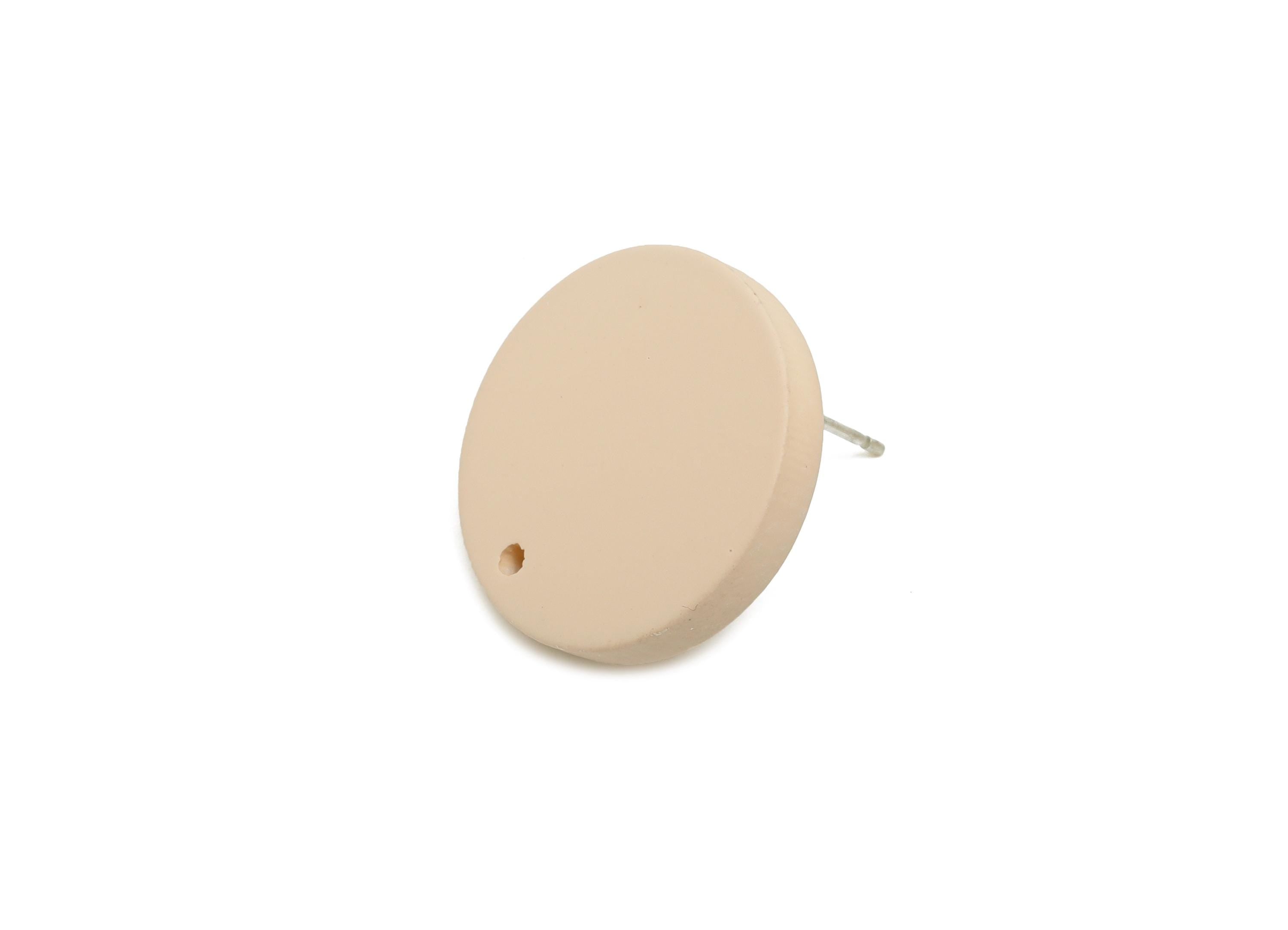 Acrylic Beige Round Earring Stud - Modern Matte DIY Earring Base - Flat Disc Geometry Stud - Color Code: A1062 -19.8x19.8x2.9mm-AC3642-A1062 - DOMEDBAZAAR