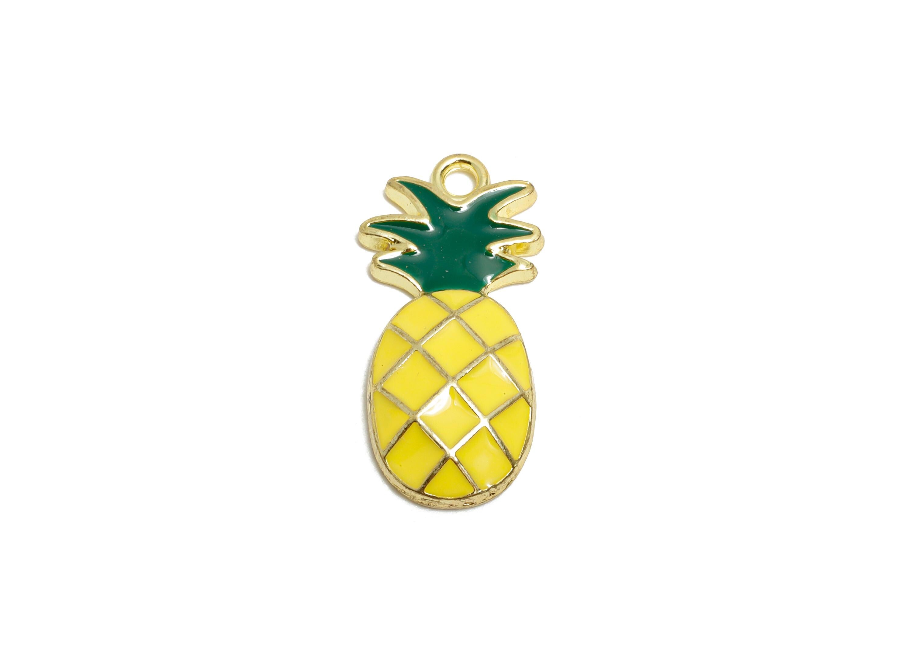 Alloy Enamel Pineapple Charm - Colorful Pineapple Jewelry Charm - Enamel Fruit Accessory - Metal Crafting Making - 24x11.6x3.6mm - AC3554