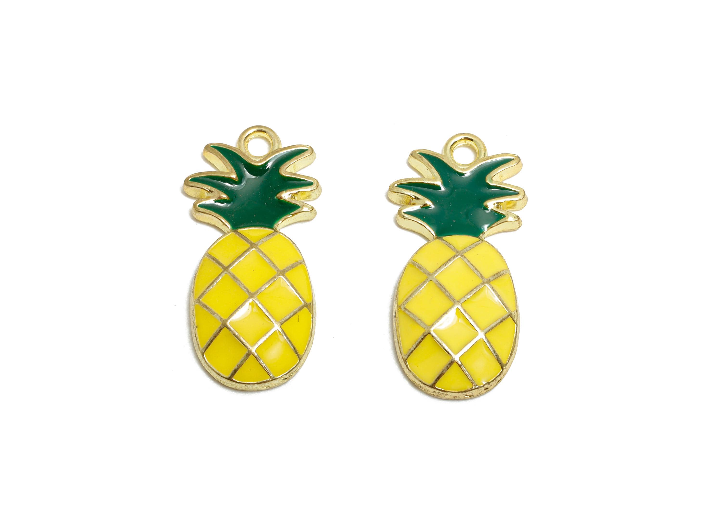 Alloy Enamel Pineapple Charm - Colorful Pineapple Jewelry Charm - Enamel Fruit Accessory - Metal Crafting Making - 24x11.6x3.6mm - AC3554