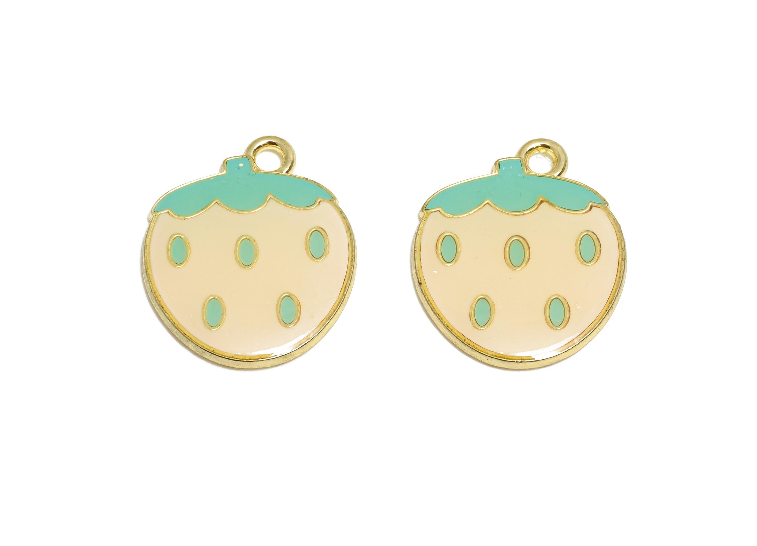 Alloy Enamel Strawberry Pendant - Colorful Kawaii Jewelry Pendant - Enamel Fruit Accessory - Craft Jewelry Making - 20x16x1.8mm - AC3579C