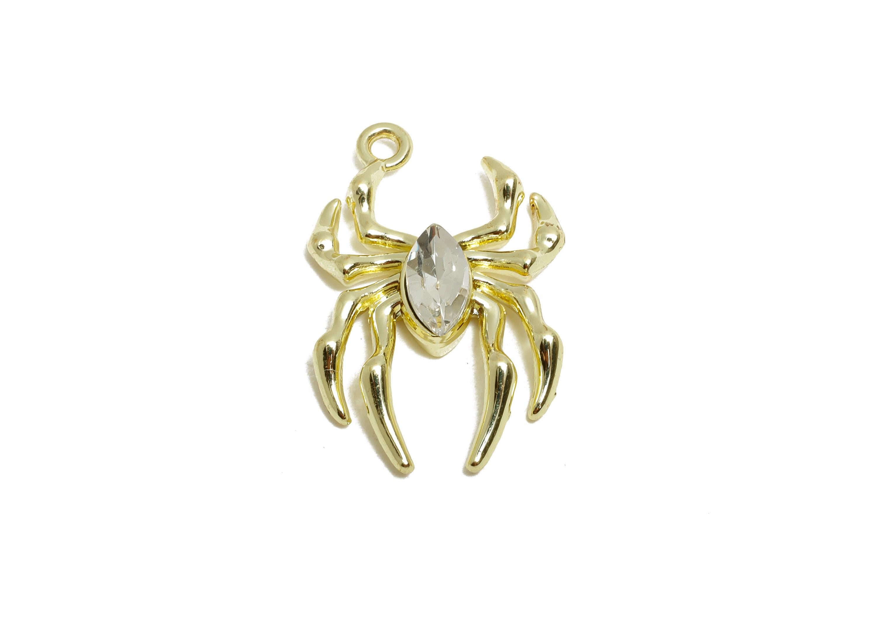 Alloy Crystal Spider Pendant - Marquise Crystal Insect Pendant - Halloween Jewelry Component - KC Gold Tone Plated- 25.6x16.9x4.9mm - AC3570 - DOMEDBAZAAR