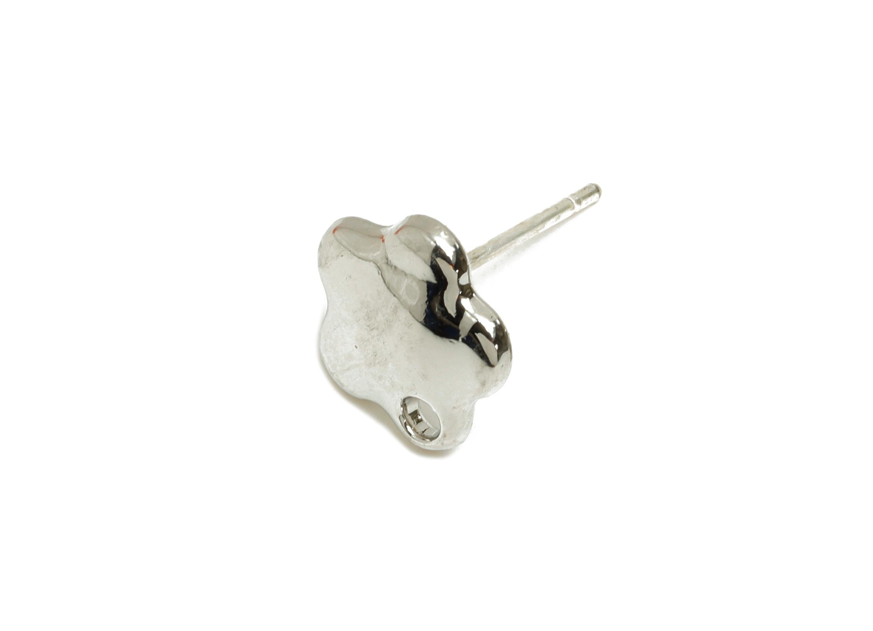 Alloy Flower Earring Studs - Cute Metal Floral Earring with Holes - DIY Earring Jewelry Making - Silver Tone Plated - 9.3x9.17x2mm - AC3583A - DOMEDBAZAAR