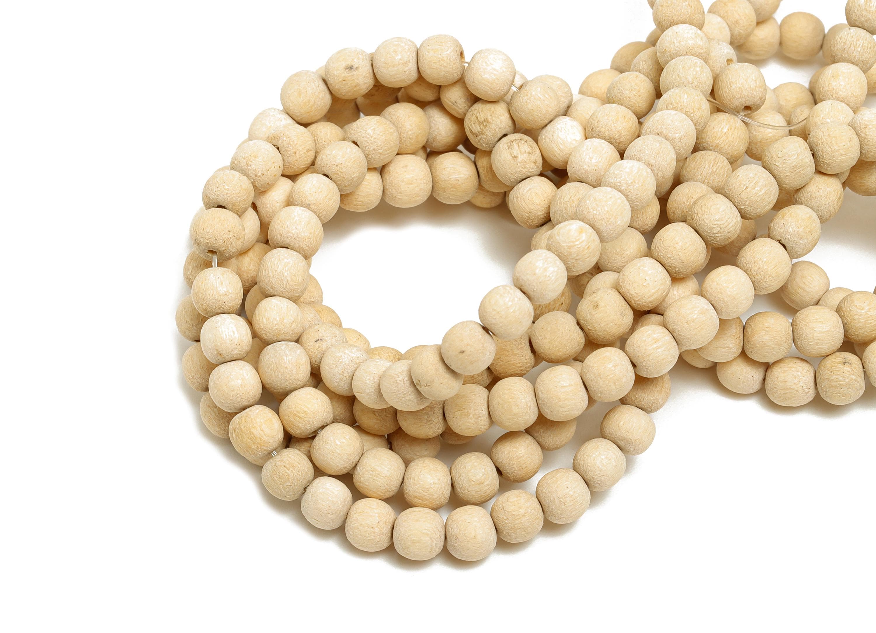 4.5mm Natural Wood Round Bead - Handmade 15.5inch/1 Strand Bead - For Bracelet Necklace - Wooden Beading Supplies - DIY Craft Bead - AC3445 - DOMEDBAZAAR