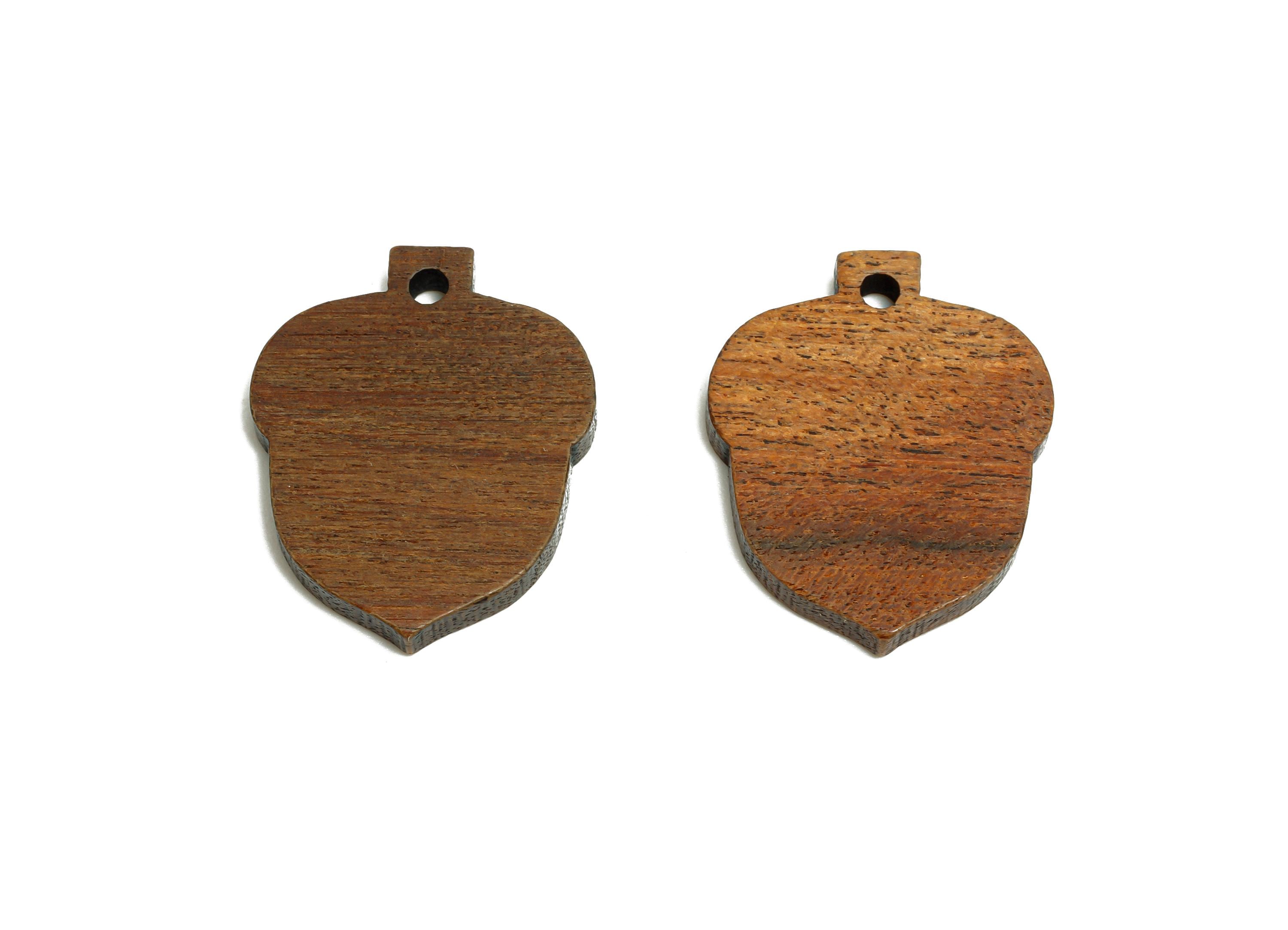 Acorn Wood Earring Charms - Rustic Wood Acorn Pendant - Handmade Wood Jewelry Piece - DIY Craft Making Supply - 21.6x17.1x2.74mm - AC3447 - DOMEDBAZAAR
