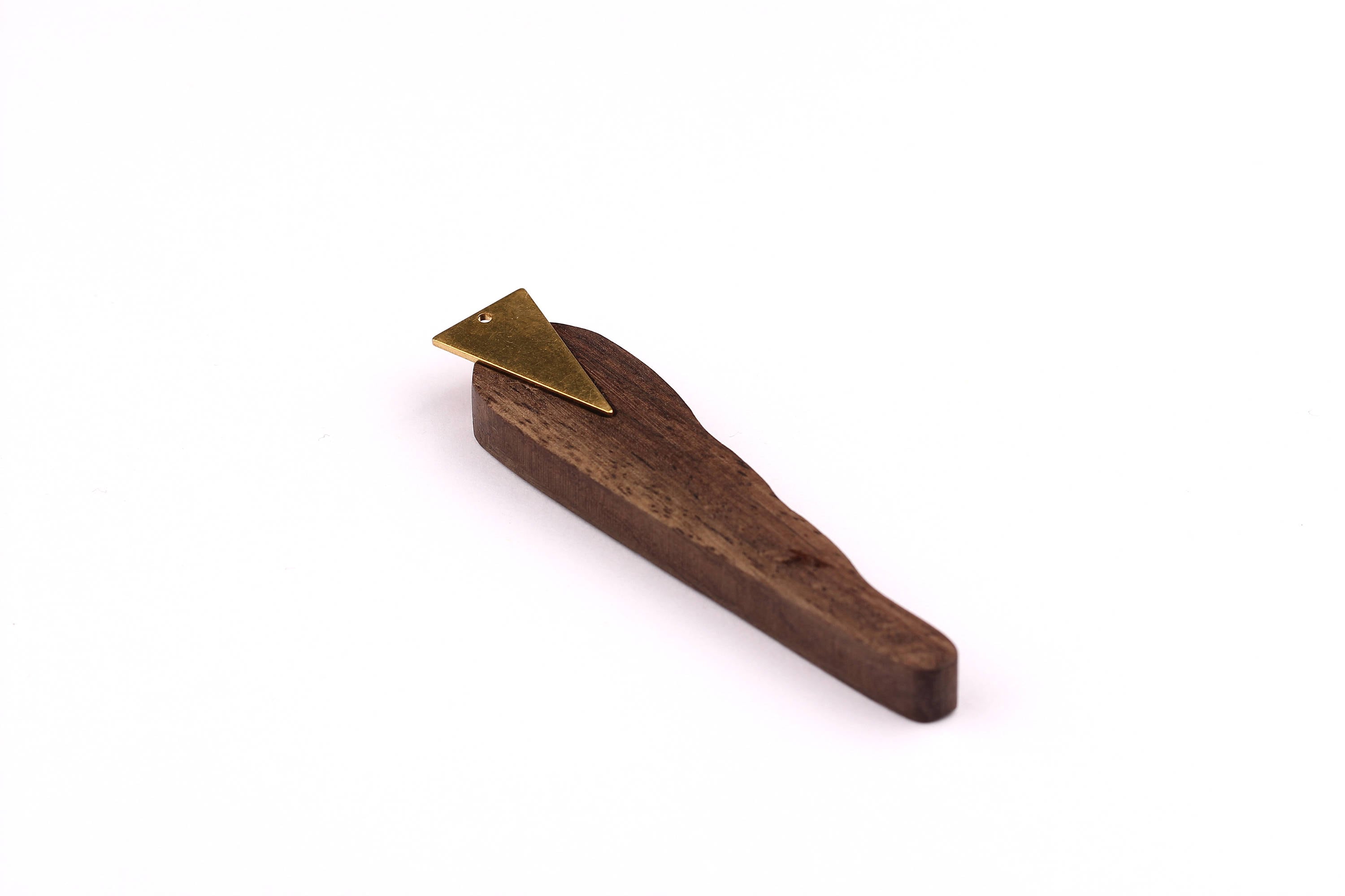 Monzo Wood Pendant - Natural Wooden Charms for Necklace - Raw Brass - Jewelry Supplies - Wooden Beads - 75x17x8mm - BB1012 - DOMEDBAZAAR