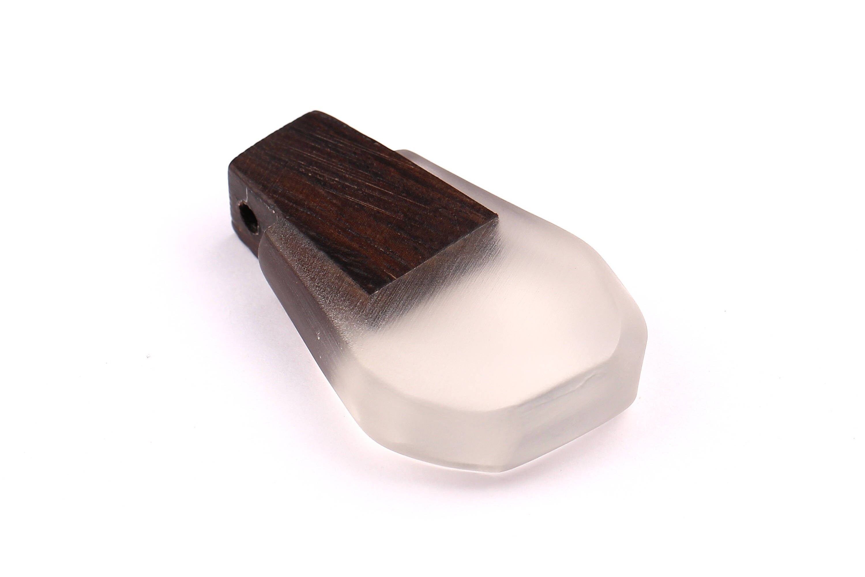 Wood Resin Pendant - Natural Monzo Wooden Charms - White Epoxy Resin Necklace - Jewelry Supplies - Wooden Beads - 47x30x10mm - BB1002W - DOMEDBAZAAR