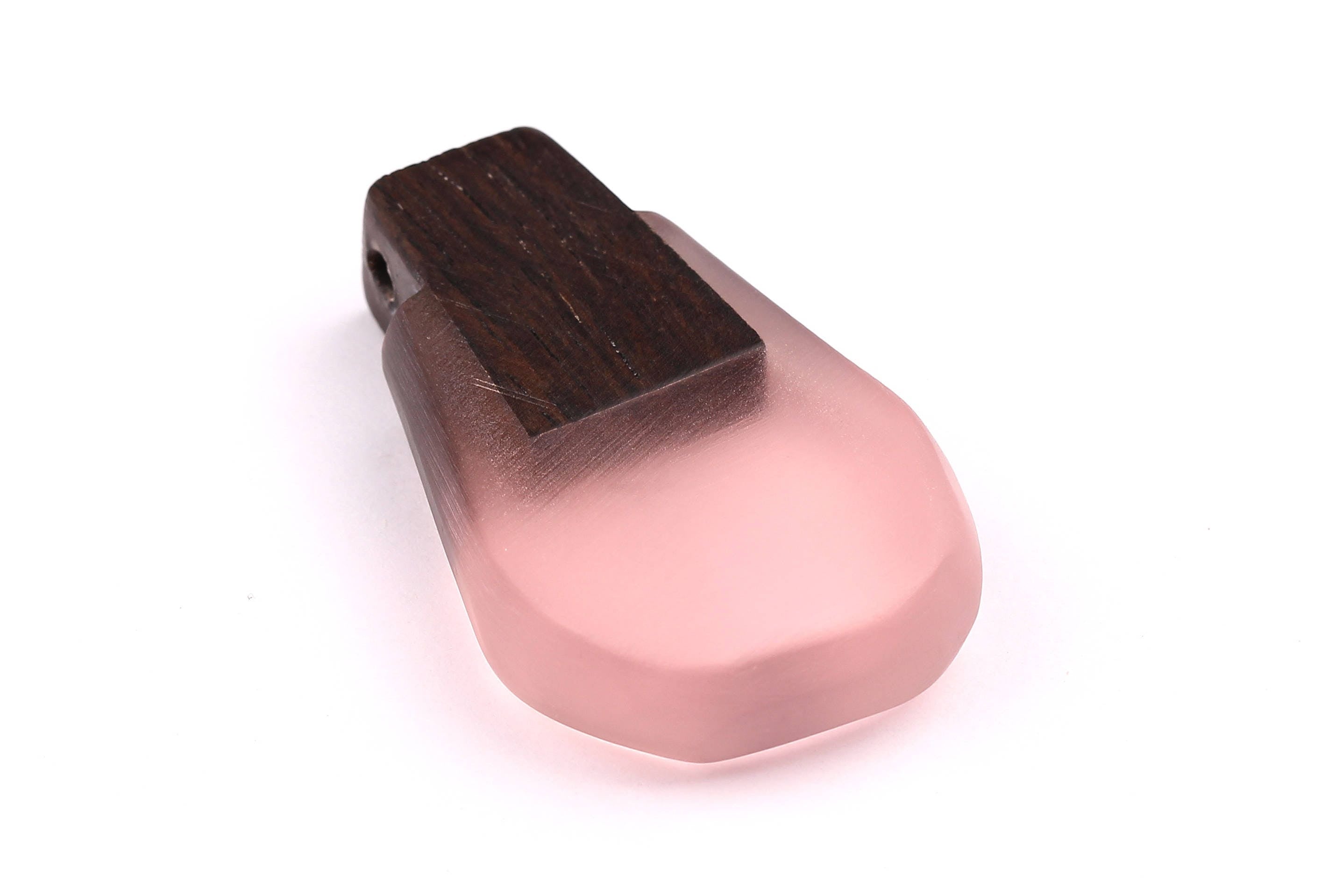 Wood Resin Pendant - Natural Monzo Wooden Charms - Pink Epoxy Resin Necklace - Jewelry Supplies - Wooden Beads - 47x30x10mm - BB1002P - DOMEDBAZAAR