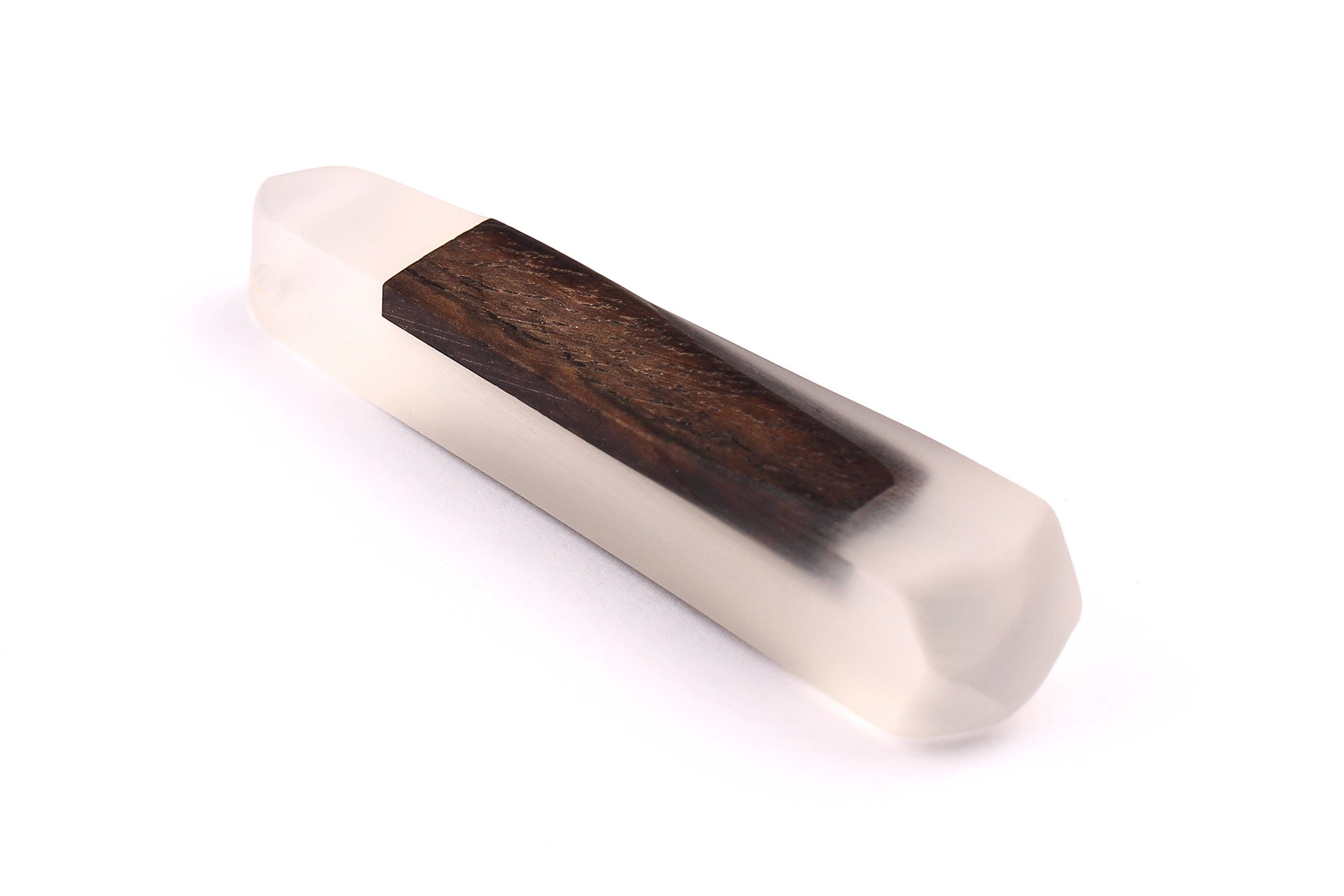 Wood Resin Pendant - Natural Monzo Wooden Charms - White Epoxy Resin Necklace - Jewelry Supplies - Wooden Beads - 73x15x12mm - BB1003W - DOMEDBAZAAR