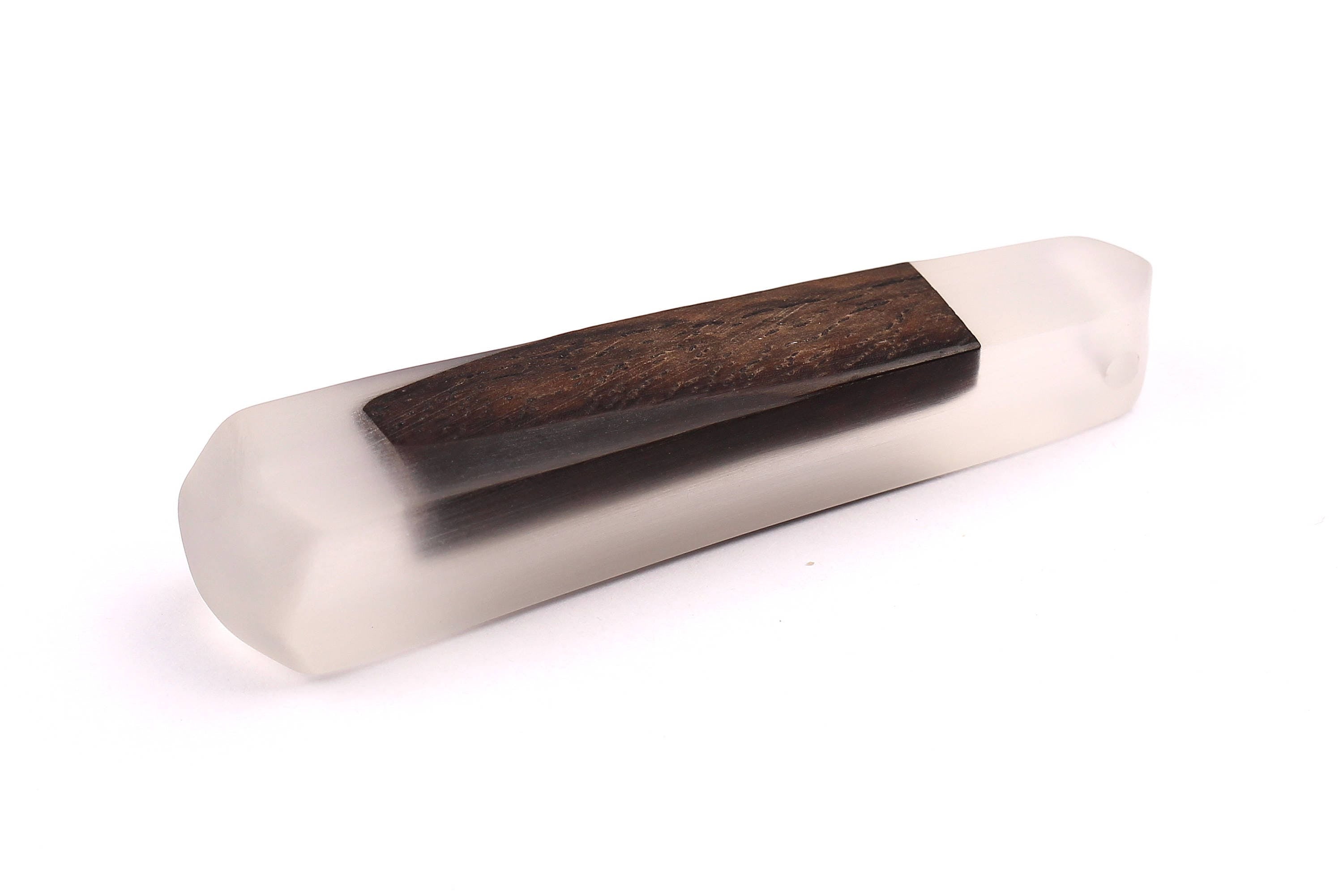 Wood Resin Pendant - Natural Monzo Wooden Charms - White Epoxy Resin Necklace - Jewelry Supplies - Wooden Beads - 73x15x12mm - BB1003W - DOMEDBAZAAR