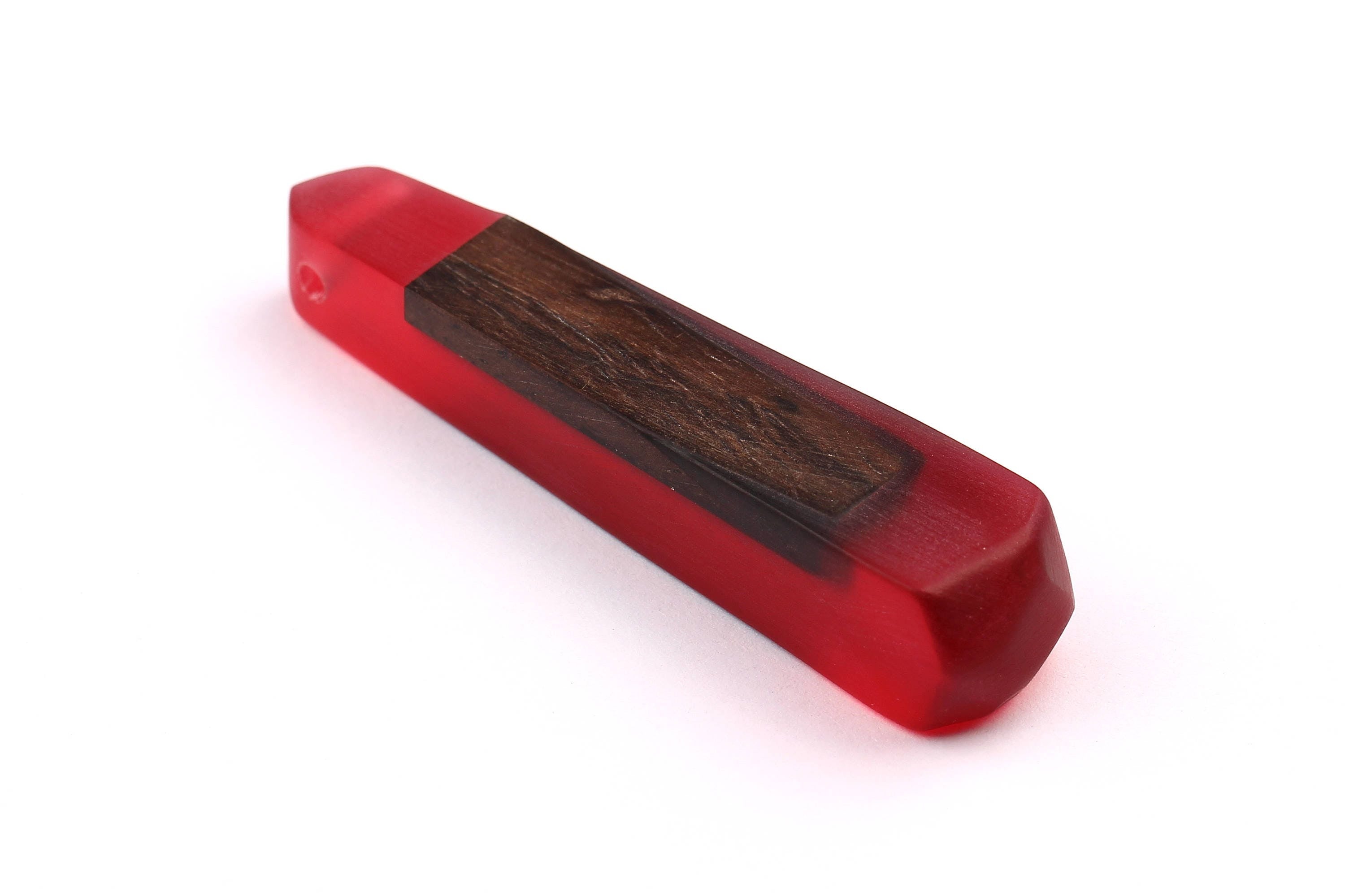 Wood Resin Pendant - Natural Monzo Wooden Charms - Red Epoxy Resin Necklace - Jewelry Supplies - Wooden Beads - 73x15x12mm - BB1003R - DOMEDBAZAAR
