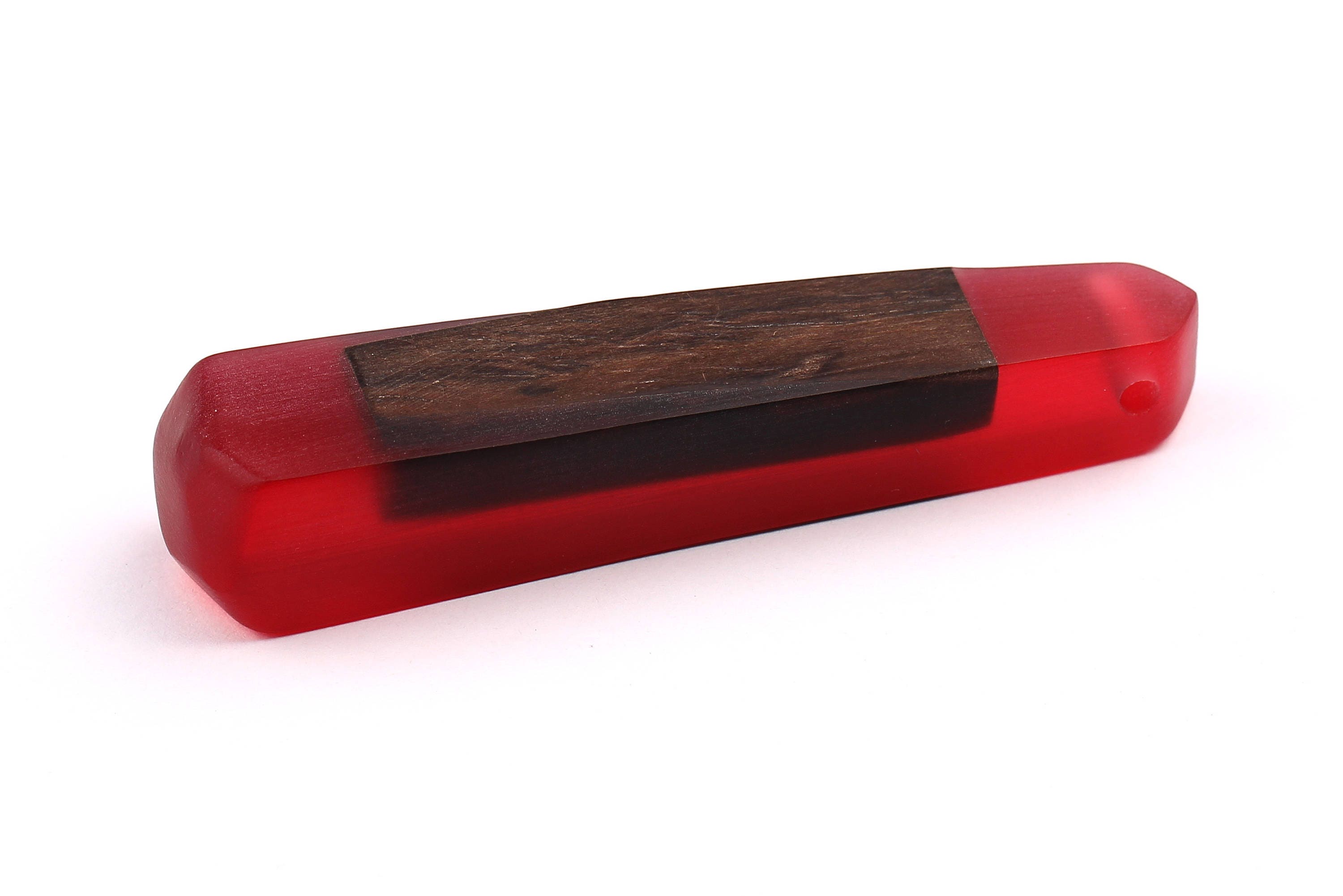 Wood Resin Pendant - Natural Monzo Wooden Charms - Red Epoxy Resin Necklace - Jewelry Supplies - Wooden Beads - 73x15x12mm - BB1003R - DOMEDBAZAAR