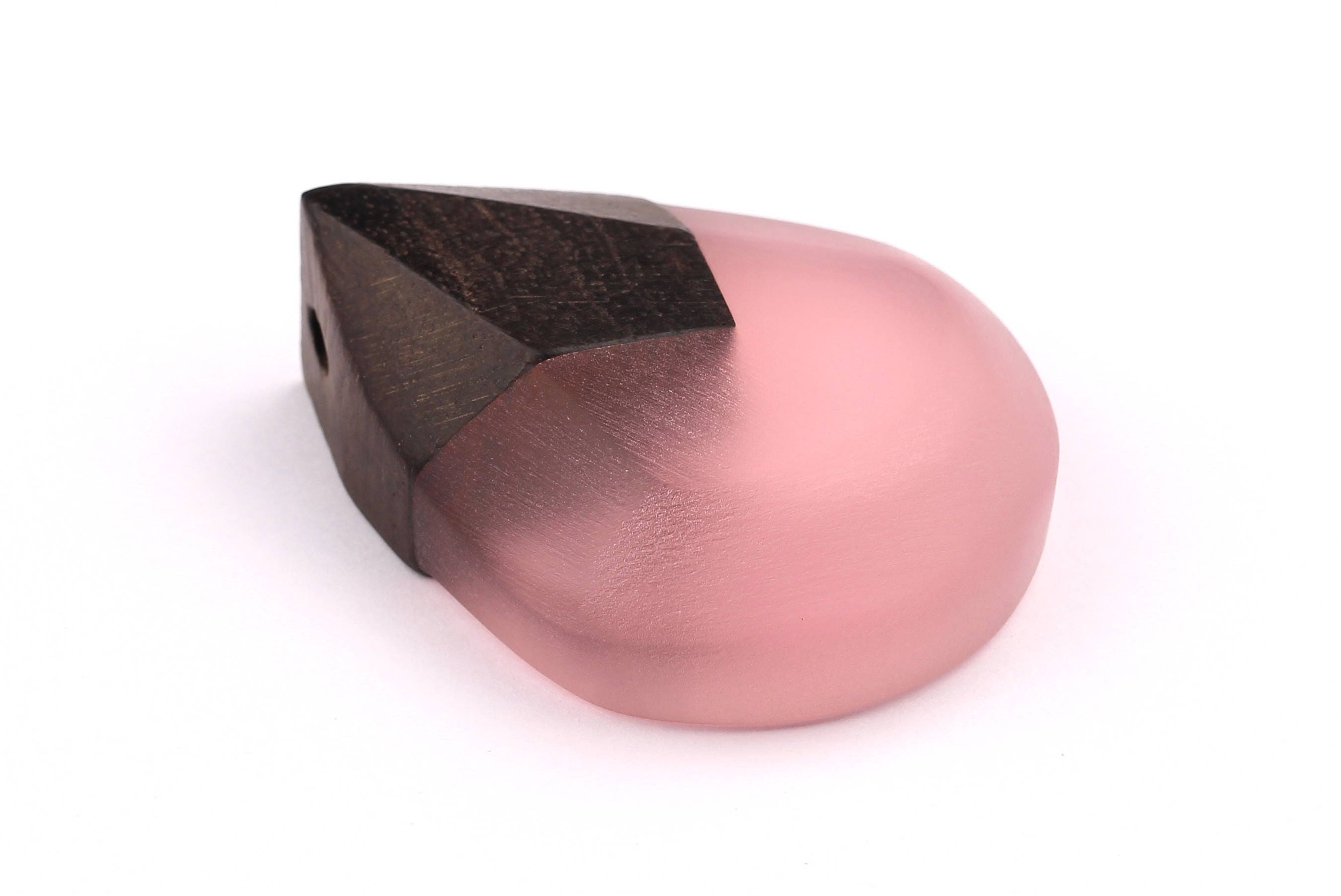 Wood Resin Pendant - Natural Monzo Wooden Charms - Pink Epoxy Resin Necklace - Jewelry Supplies - Tear Shaped Beads - 49x38x15mm - BB1005P - DOMEDBAZAAR