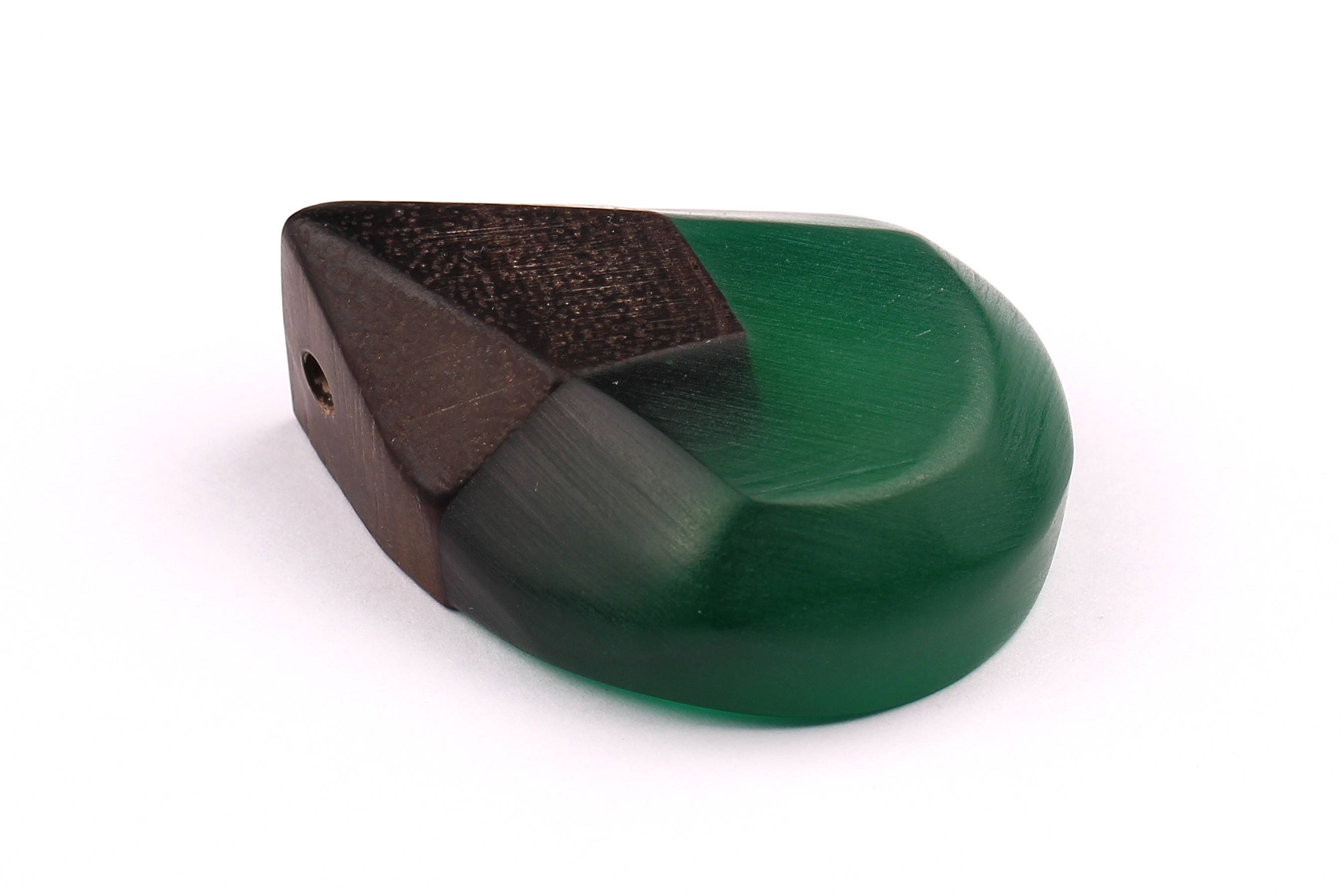Wood Resin Pendant - Natural Monzo Wooden Charms - Green Epoxy Resin Necklace - Jewelry Supplies - Tear Shaped Beads - 49x38x15mm - BB1005G - DOMEDBAZAAR
