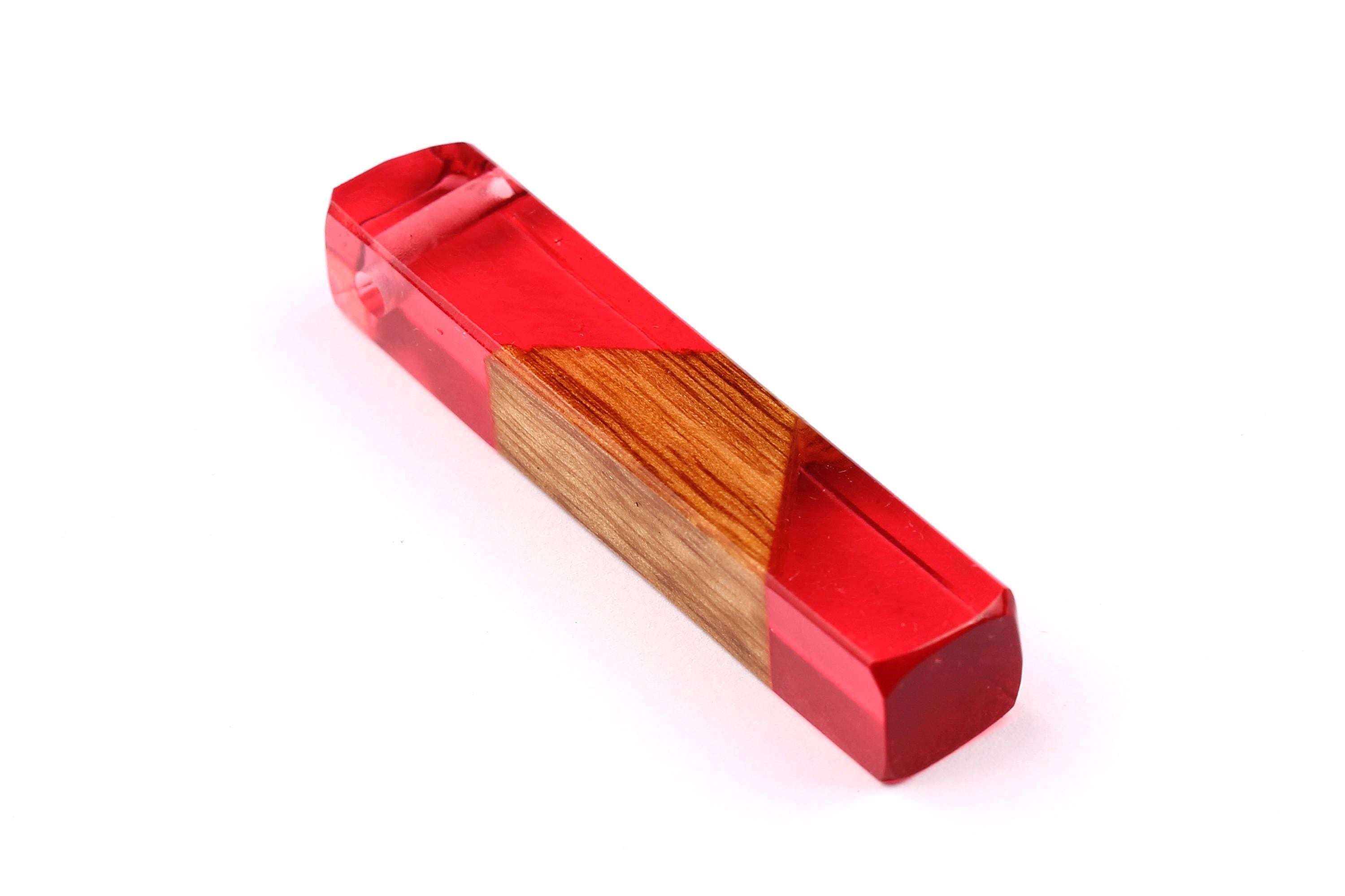 Wood Resin Pendant - Natural Mahogany Wooden Charms - Pink Epoxy Resin Necklace - Jewelry Supplies - Wooden Beads - 60x10x11mm - BB1017SP - DOMEDBAZAAR
