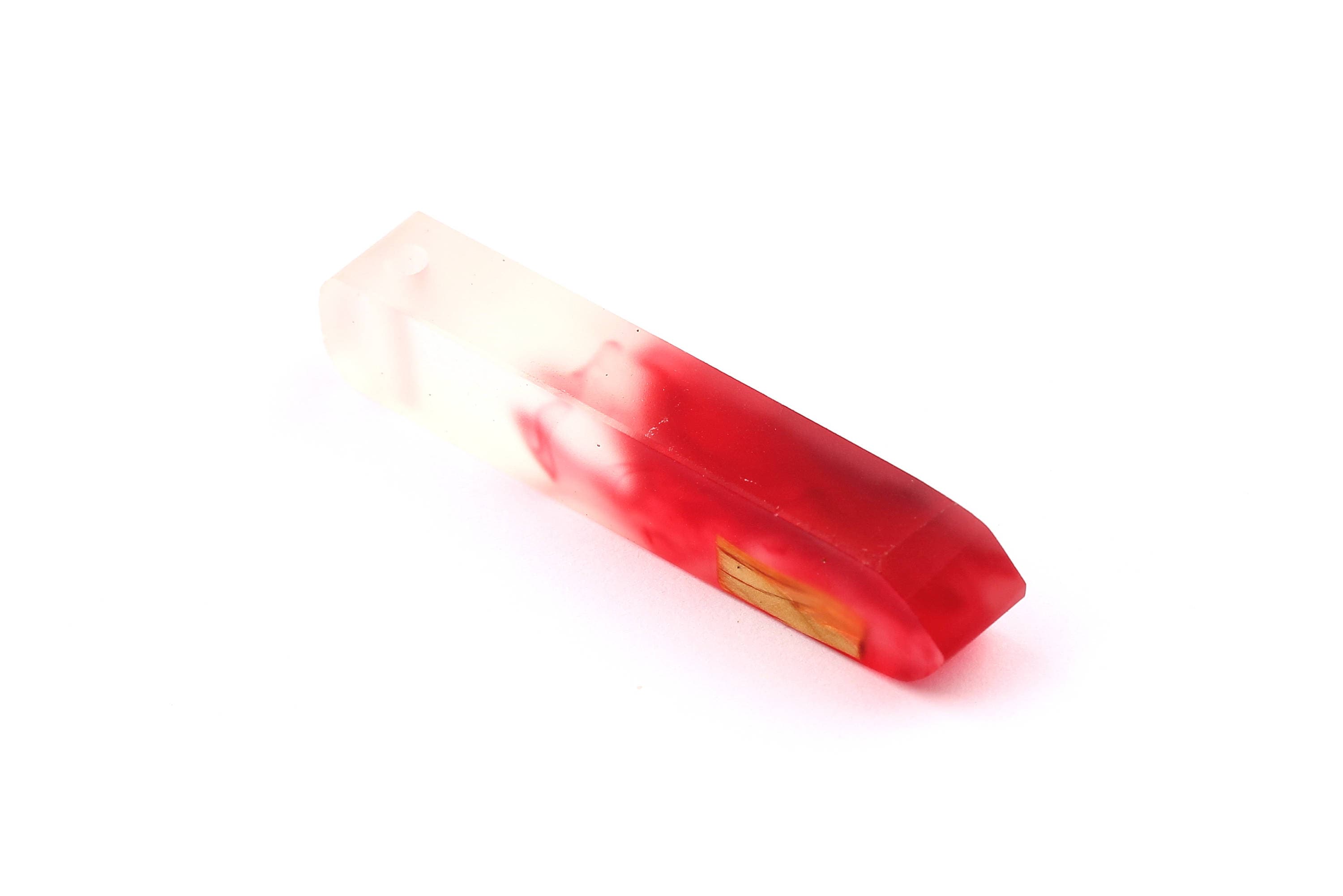 Wood Resin Pendant - Natural Crude Wooden Charms - Red & White Epoxy Resin Necklace - Jewelry Supplies - Beads - 60x10x11mm - BB1020R - DOMEDBAZAAR