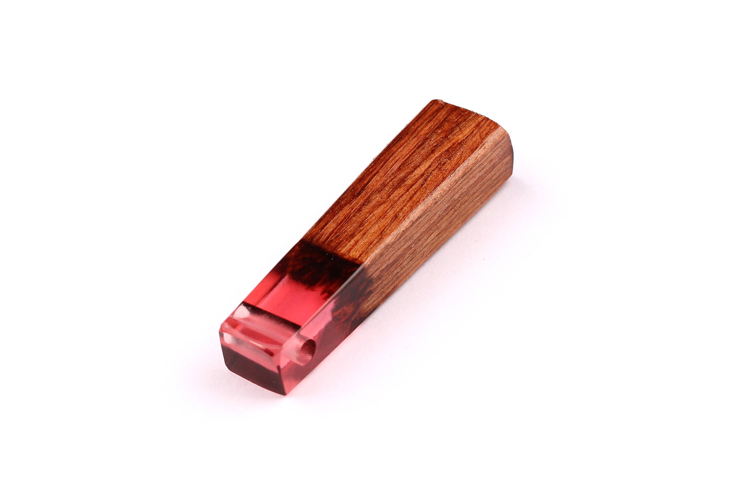 Wood Resin Pendant - Natural Mahogany Wooden Charms - Pink Epoxy Resin Necklace - Jewelry Supplies - Wooden Beads - 49x10x12mm - BB1021SP - DOMEDBAZAAR