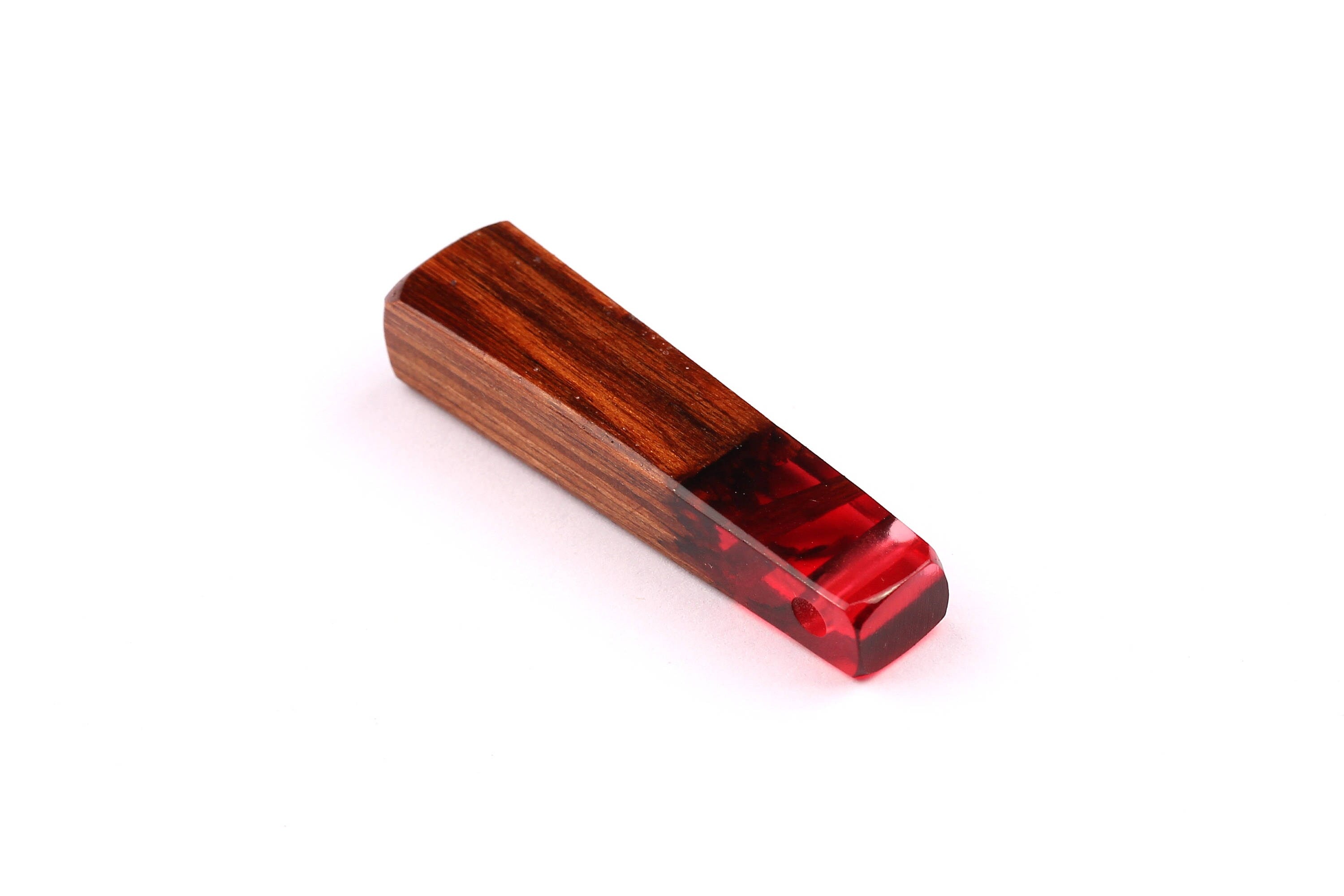 Wood Resin Pendant - Natural Mahogany Wooden Charms - Red Epoxy Resin Necklace - Jewelry Supplies - Wooden Beads - 49x10x12mm - BB1021SR - DOMEDBAZAAR