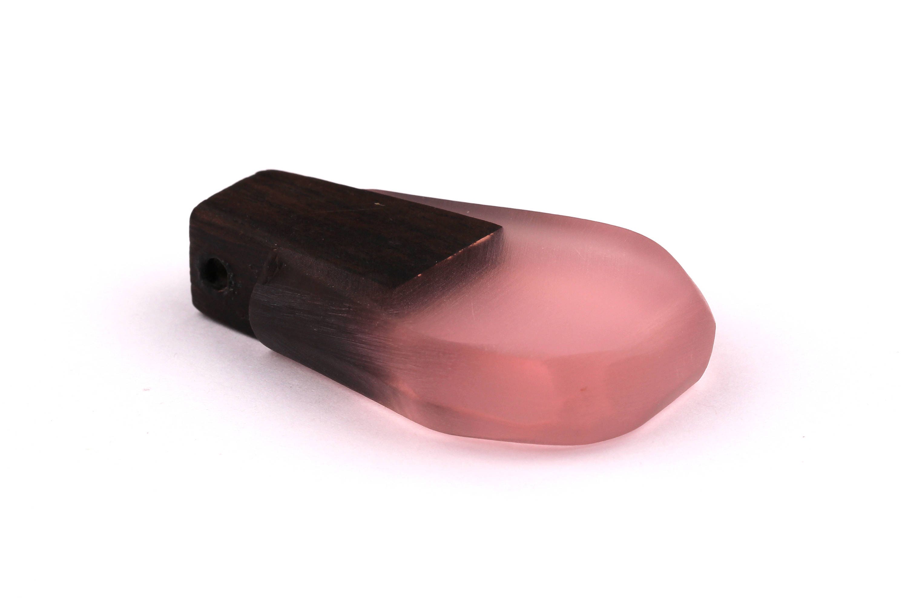 Wood Resin Pendant - Natural Monzo Wooden Charms - Pink Epoxy Resin Necklace - Jewelry Supplies - Wooden Beads - 47x30x10mm - BB1002P - DOMEDBAZAAR