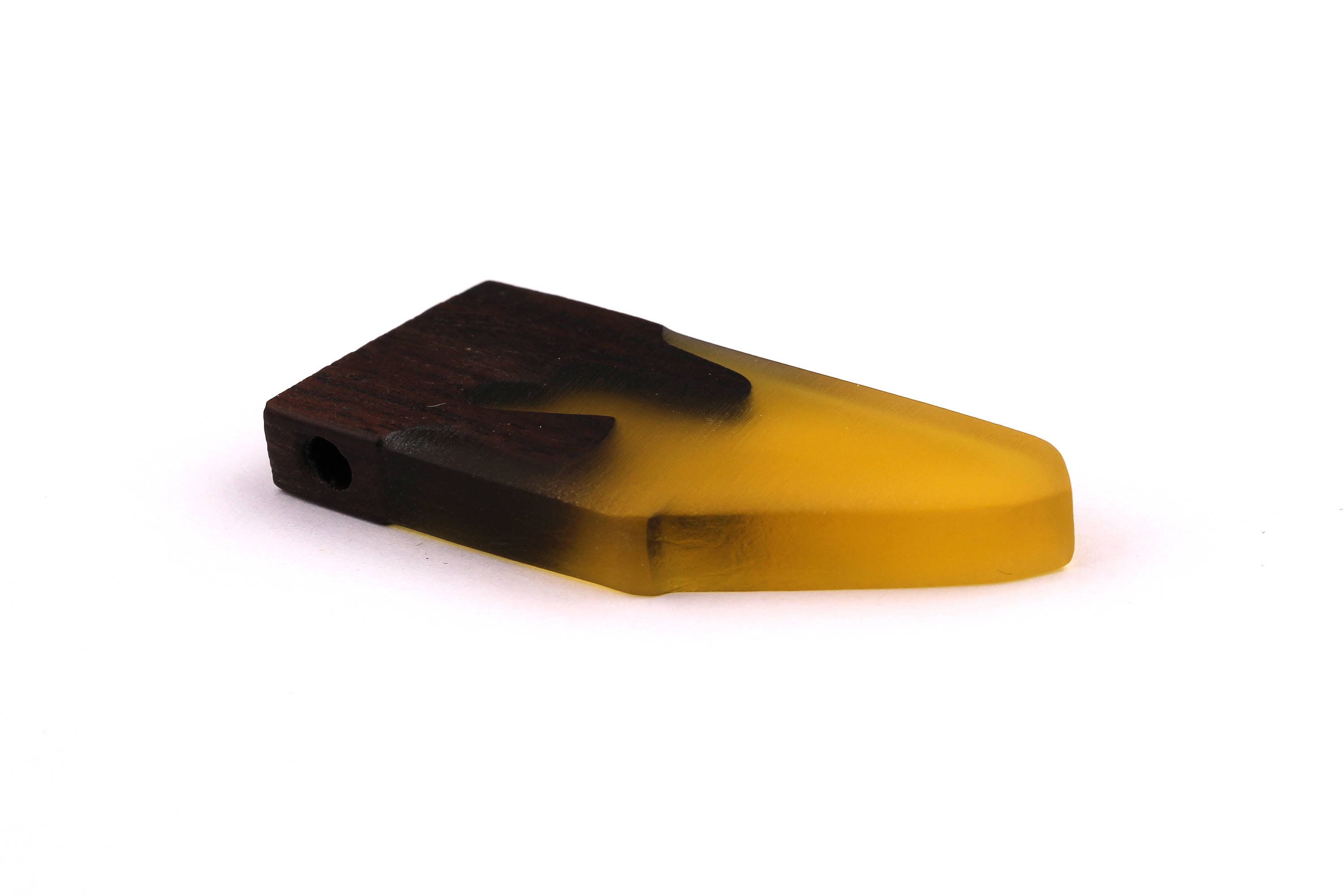 Wood Resin Pendant - Natural Monzo Wooden Charms - Yellow Epoxy Resin Necklace - Jewelry Supplies - Wooden Beads - 50x23x6mm - BB1004Y - DOMEDBAZAAR