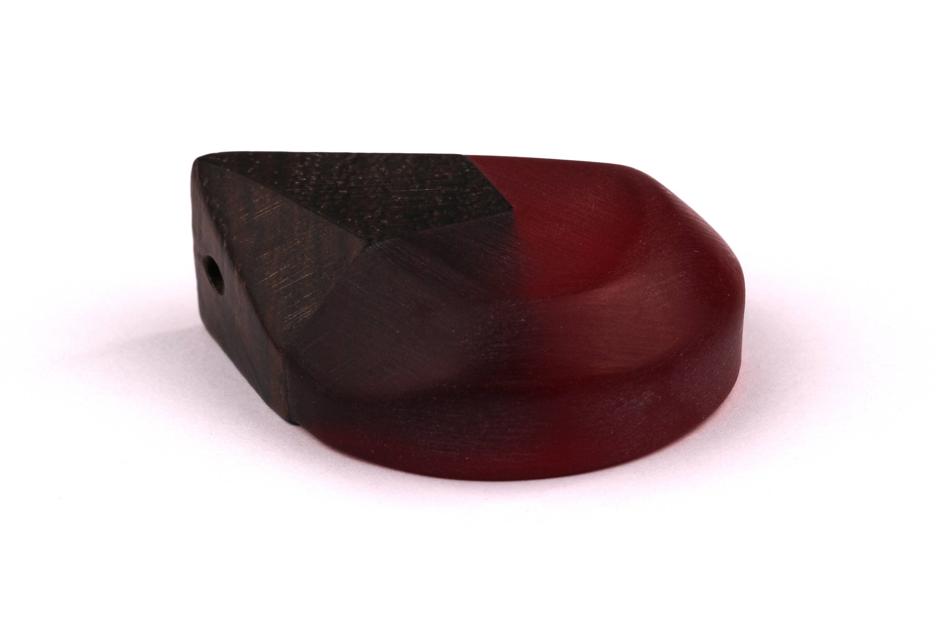 Wood Resin Pendant - Natural Monzo Wooden Charms - Red Epoxy Resin Necklace - Jewelry Supplies - Tear Shaped Beads - 49x38x15mm - BB1005R - DOMEDBAZAAR