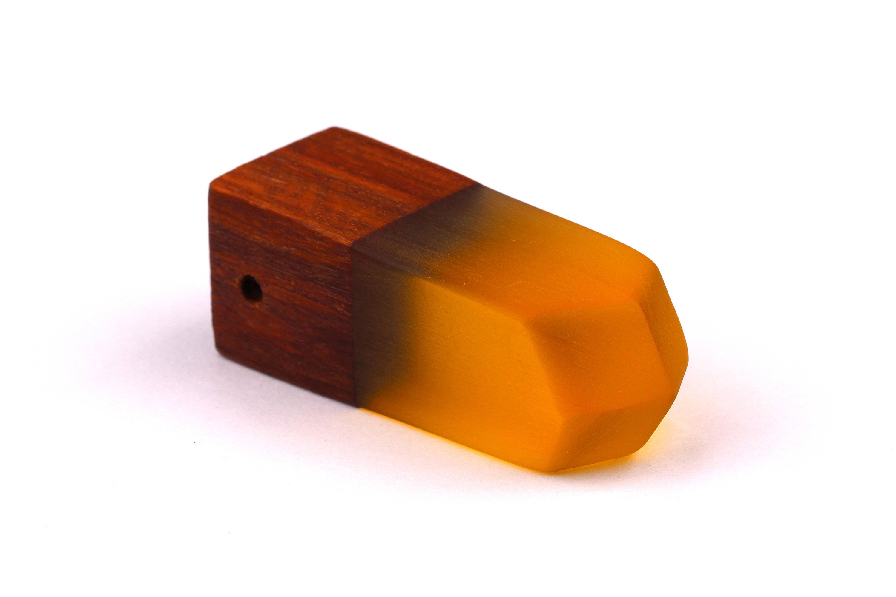 Wood Resin Pendant - Natural Monzo Wooden Charms - Yellow Epoxy Resin Necklace - Jewelry Supplies - Wooden Beads - 50x17x17mm - BB1006Y - DOMEDBAZAAR