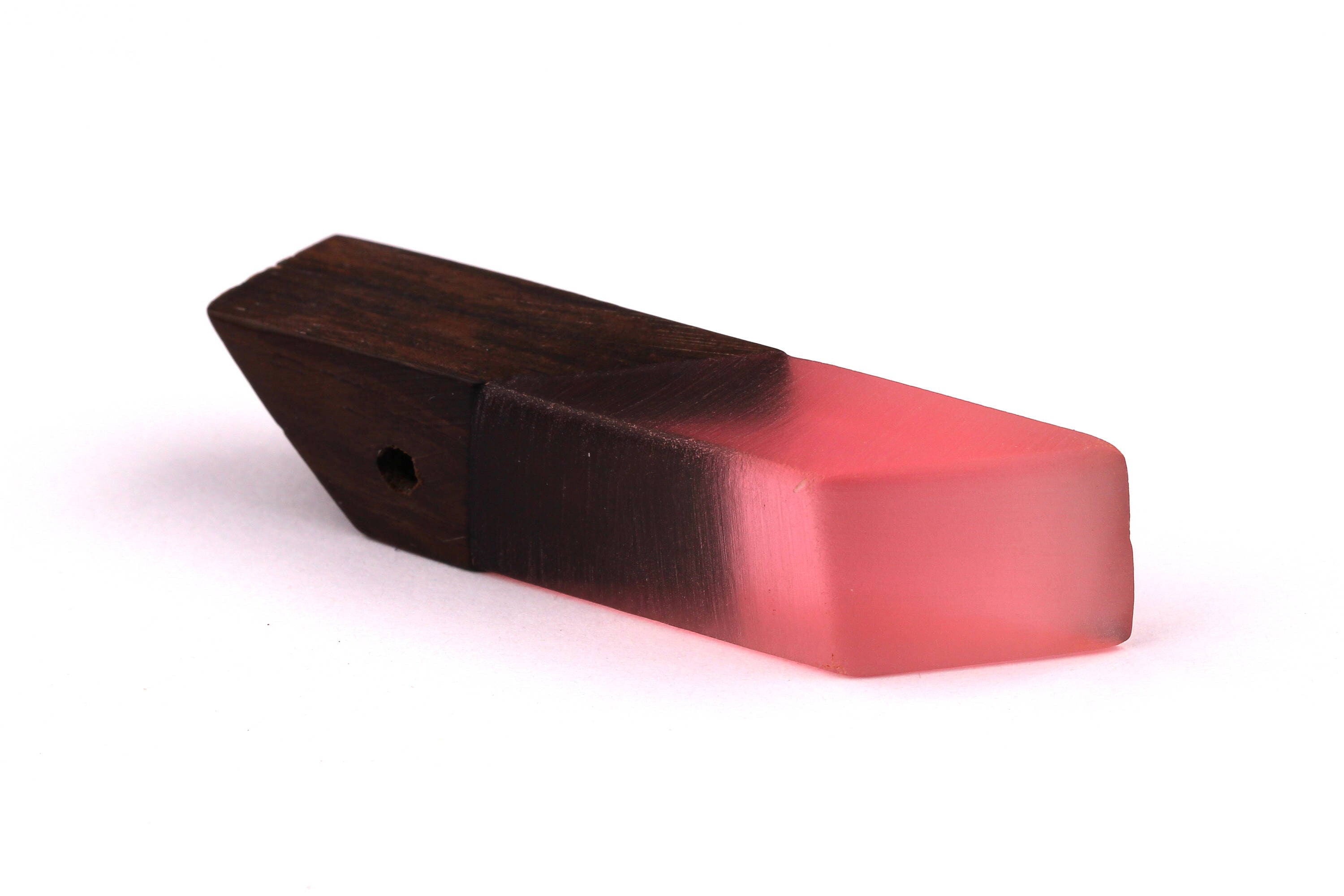 Wood Resin Pendant - Natural Monzo Wooden Charms - Pink Epoxy Resin Necklace - Jewelry Supplies - Wooden Beads - 60x14x14mm - BB1009 - DOMEDBAZAAR