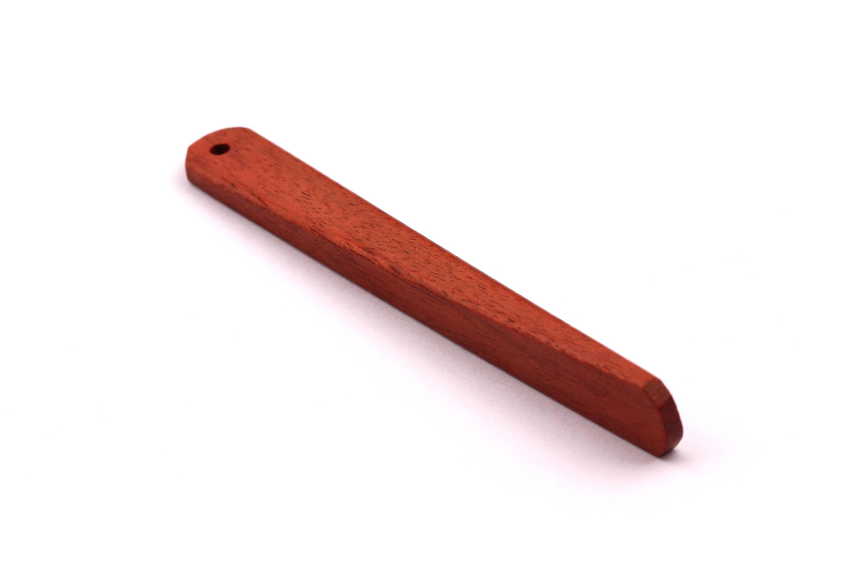 Wood Earring Charms - Hammered Long Bar Shaped - Natural Rosewood Charms for Necklace and Earrings - Wooden Beads - 65x7x3mm - BB1034R - DOMEDBAZAAR