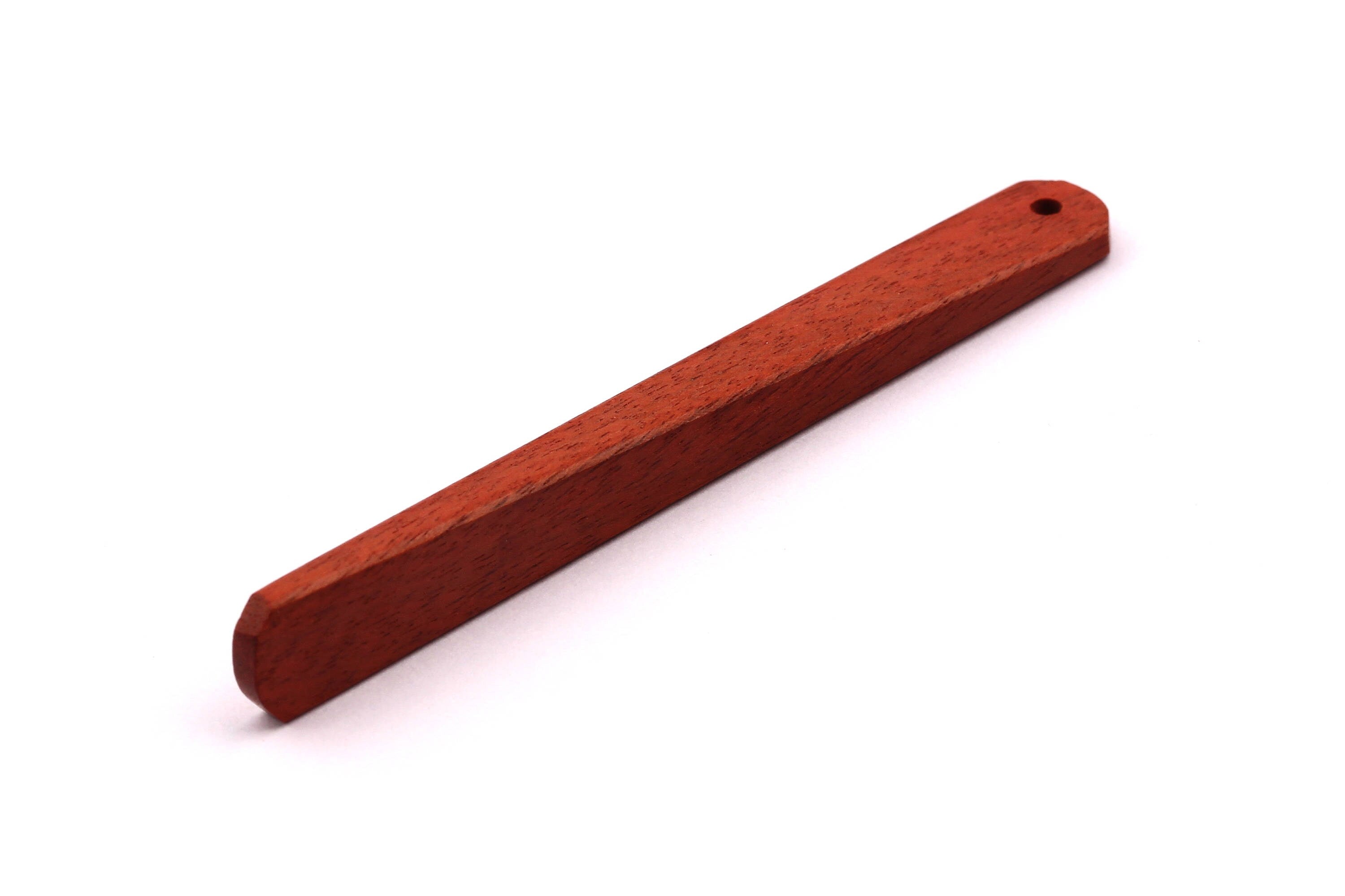 Wood Earring Charms - Hammered Long Bar Shaped - Natural Rosewood Charms for Necklace and Earrings - Wooden Beads - 65x7x3mm - BB1034R - DOMEDBAZAAR