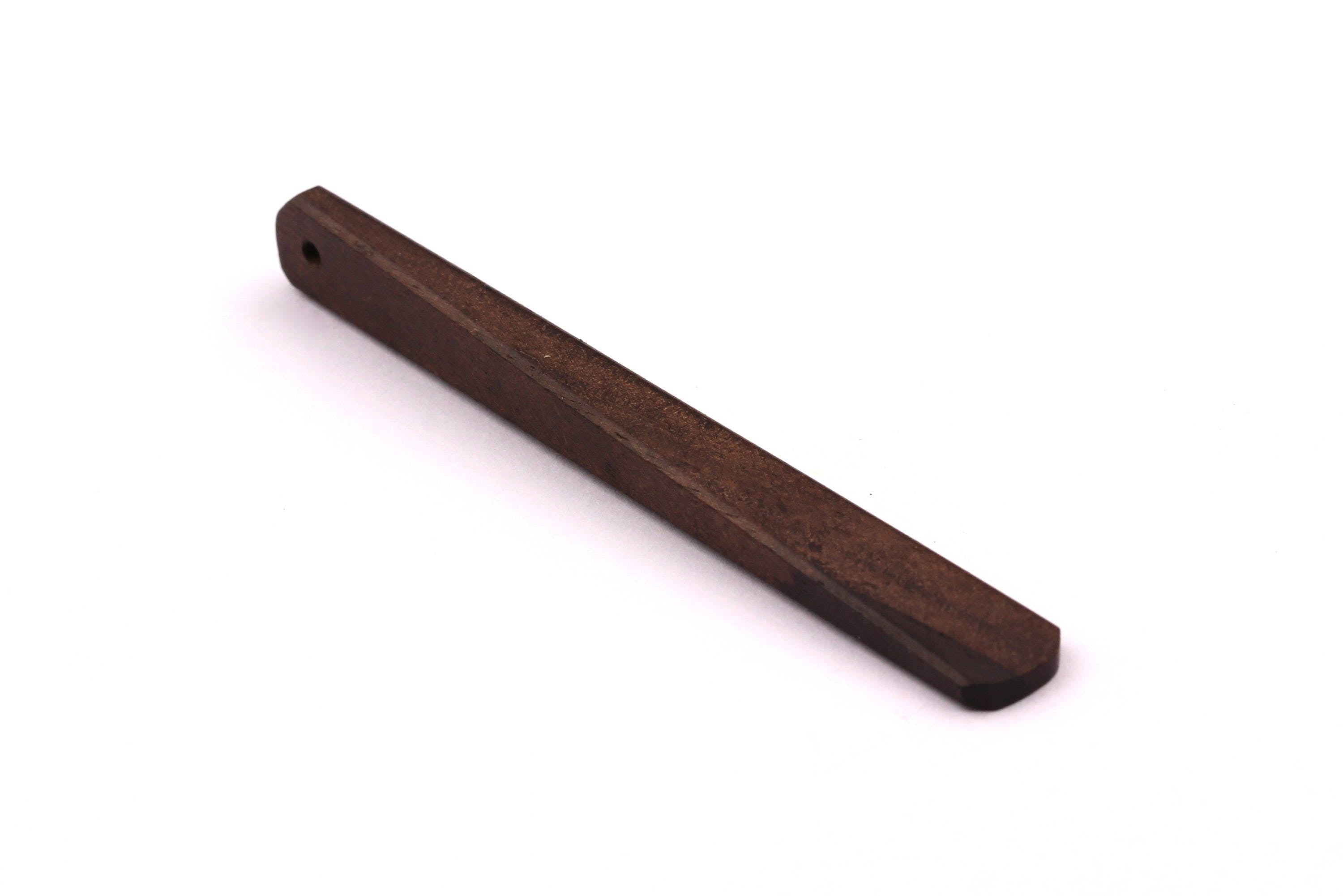 Wood Earring Charms - Hammered Long Bar Shaped - Ebony Wood Charms for Necklace and Earrings - Wooden Beads - 65x7x3mm - BB1034E - DOMEDBAZAAR